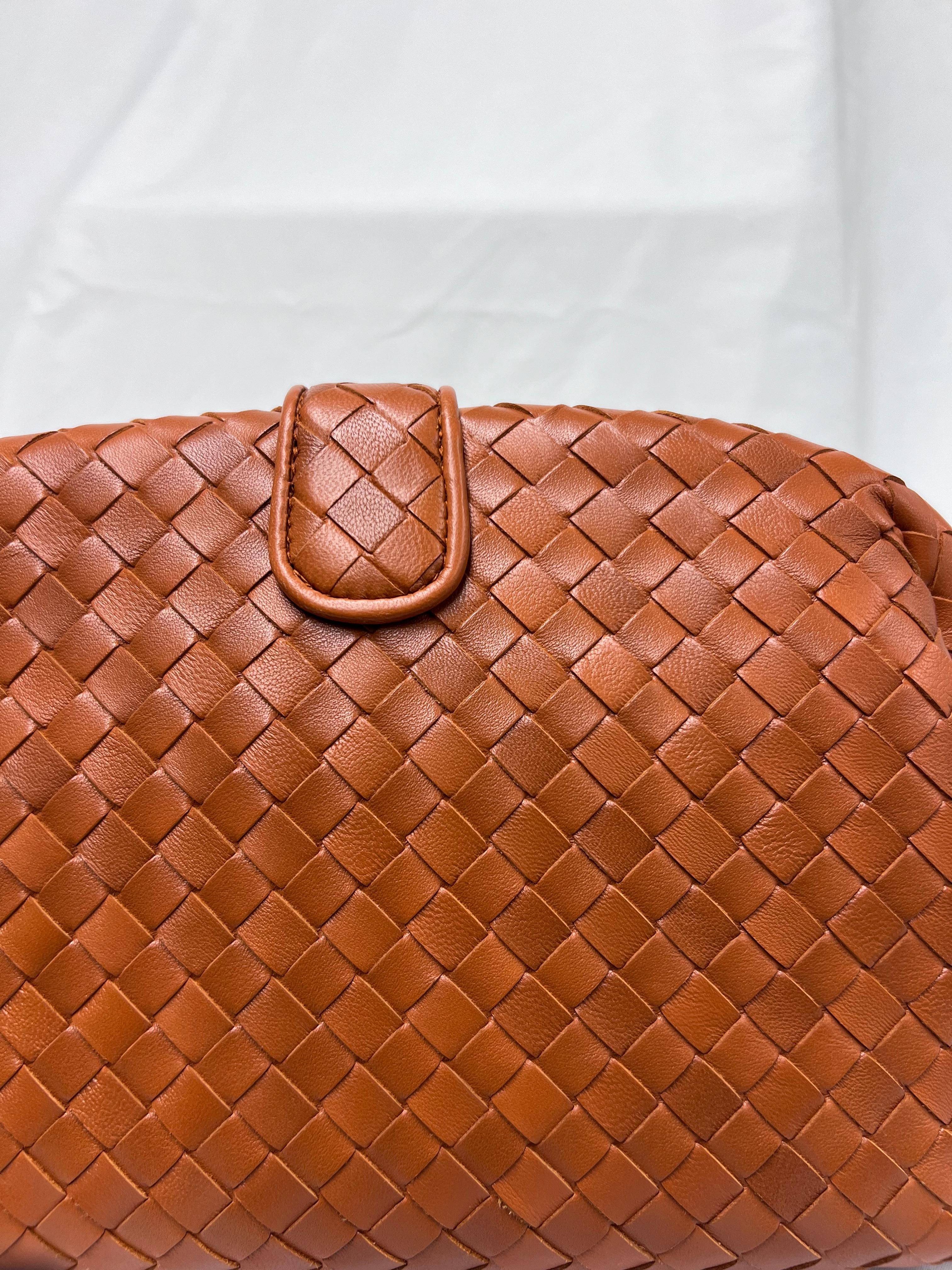 Brown Bottega Veneta Lauren 1980 Clutch in Camel Leather