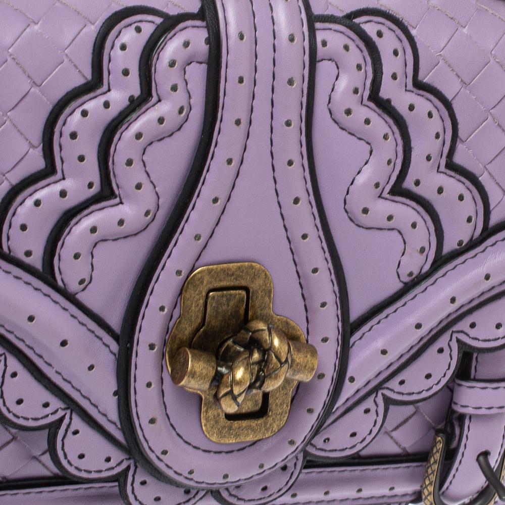 Gray Bottega Veneta Lavender Intreccaito Leather Wingtip City Knot Shoulder Bag