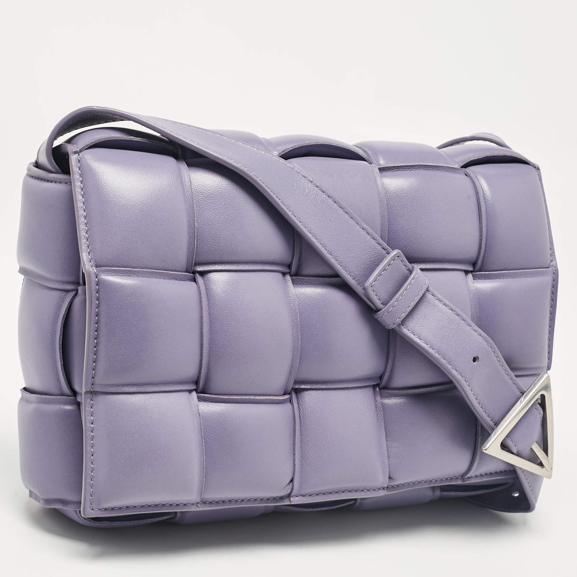 Gray Bottega Veneta Lavender Padded Leather Cassette Shoulder Bag