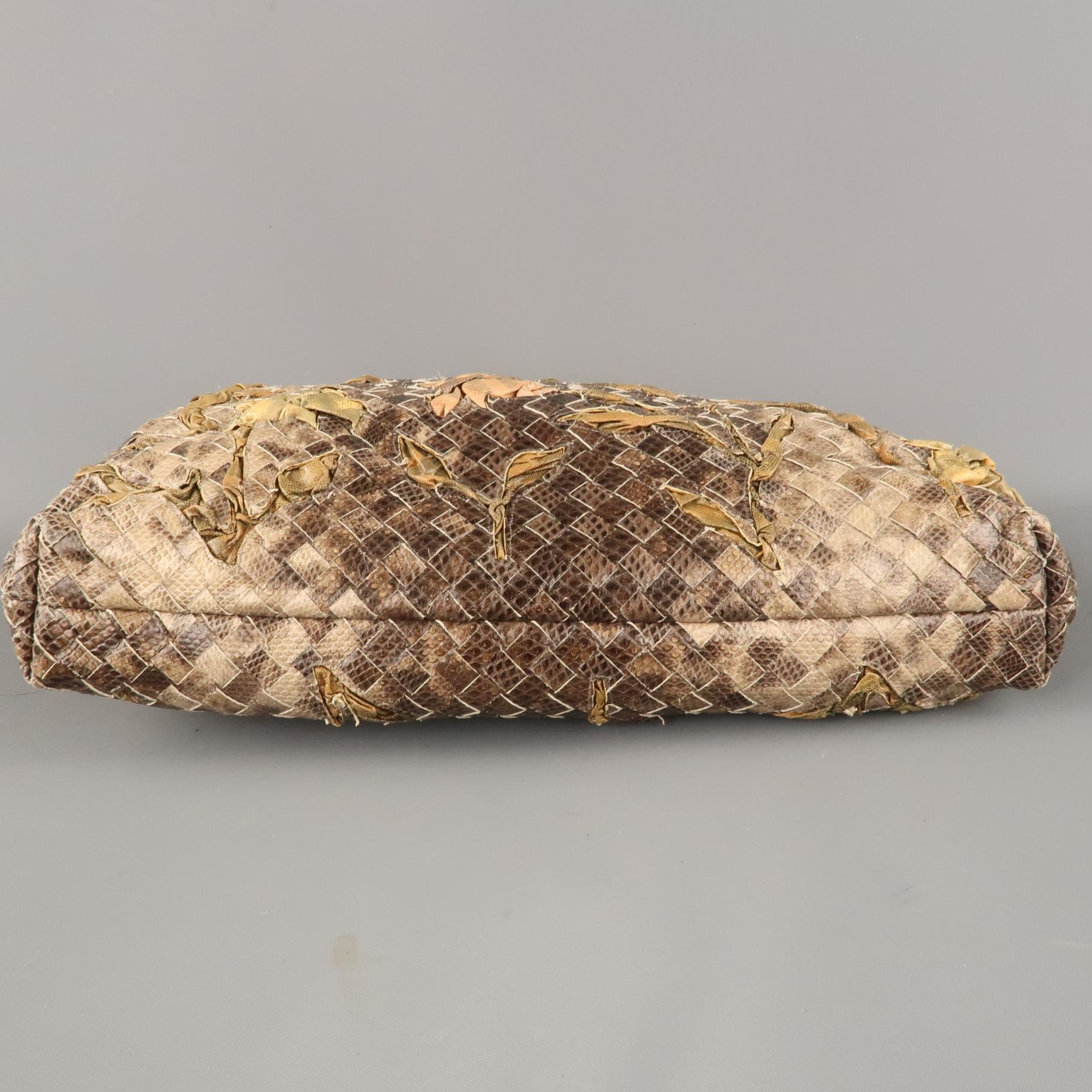 BOTTEGA VENETA Lavorazione Fatta a Aano Taupe Intrecciato Lizard Leather Handbag 5