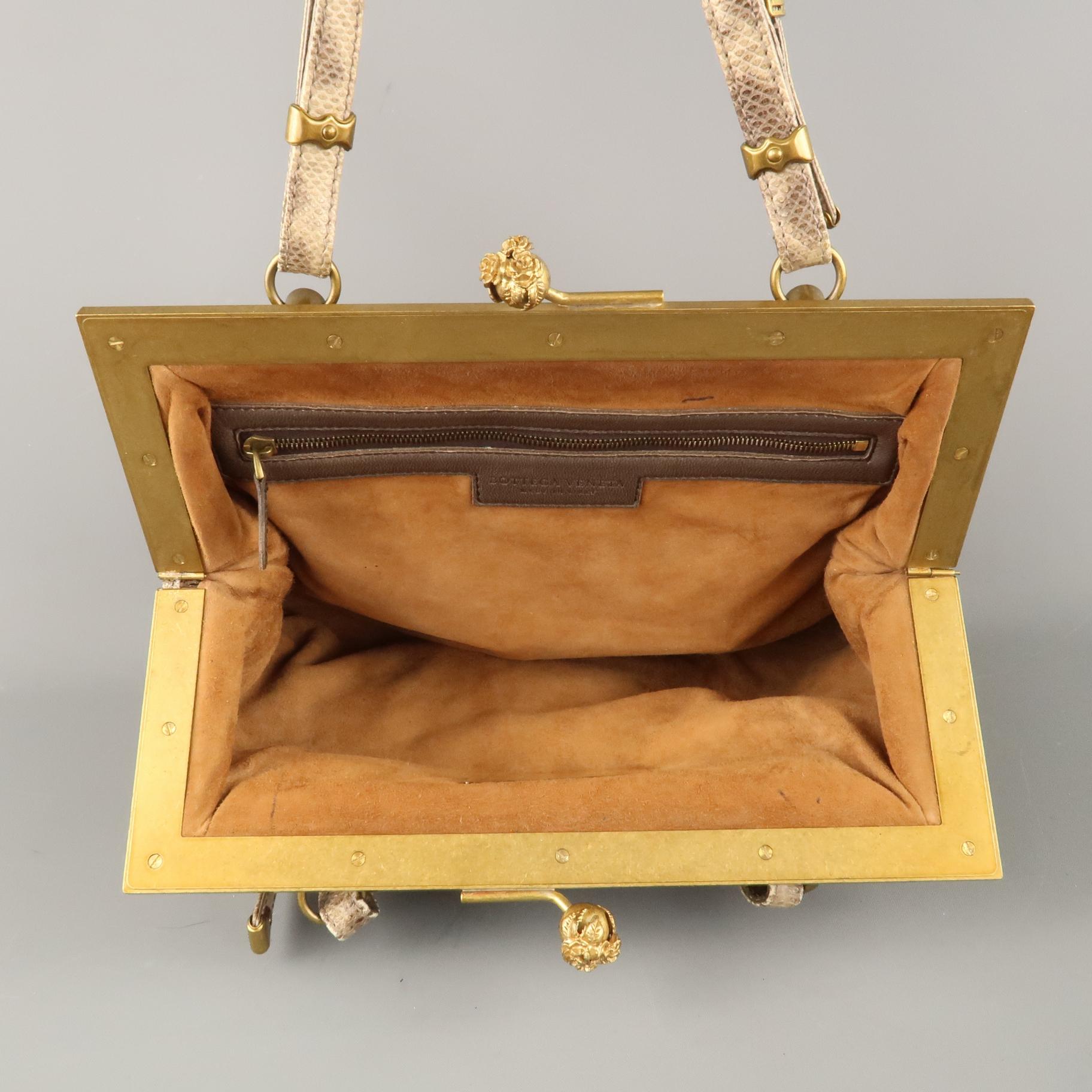 BOTTEGA VENETA Lavorazione Fatta a Aano Taupe Intrecciato Lizard Leather Handbag 6