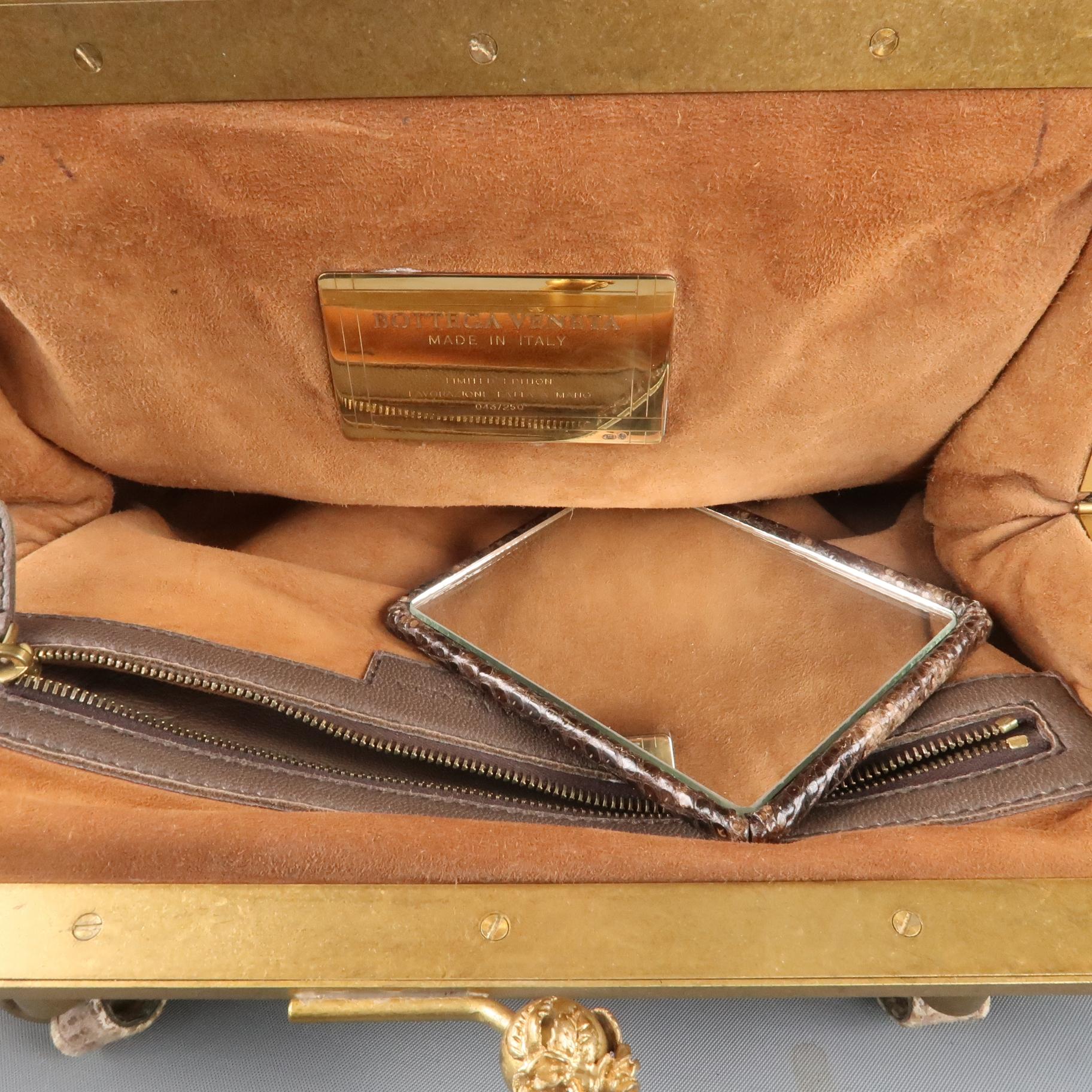 BOTTEGA VENETA Lavorazione Fatta a Aano Taupe Intrecciato Lizard Leather Handbag 8