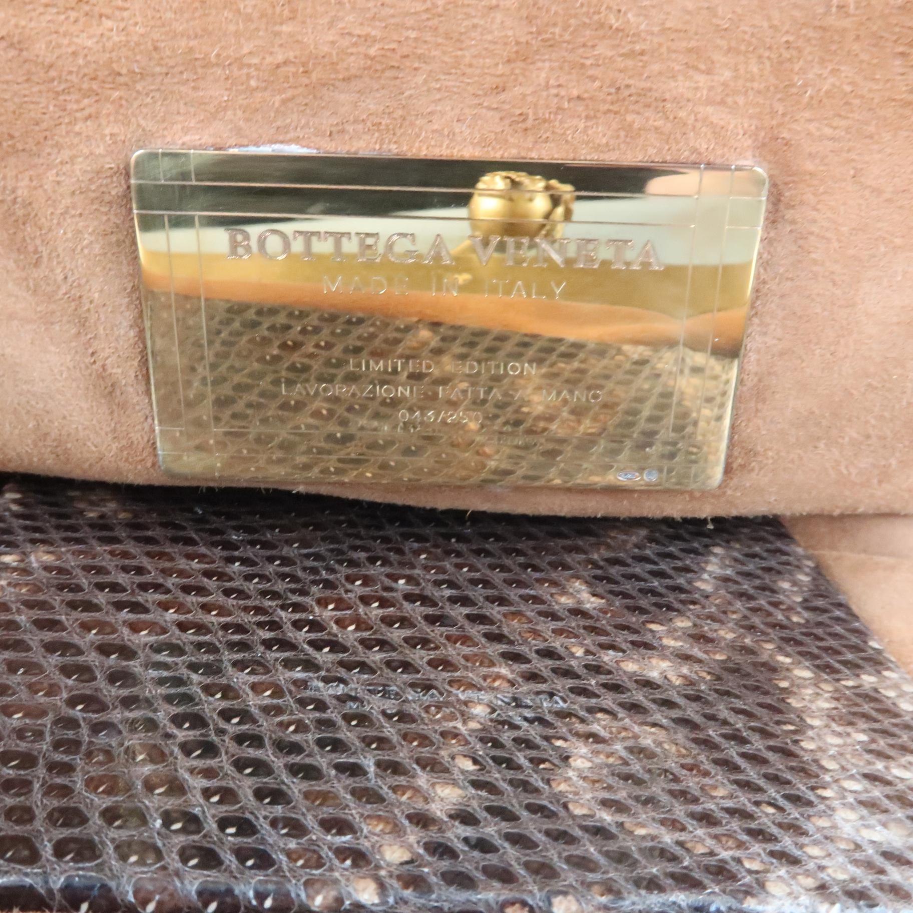BOTTEGA VENETA Lavorazione Fatta a Aano Taupe Intrecciato Lizard Leather Handbag 9