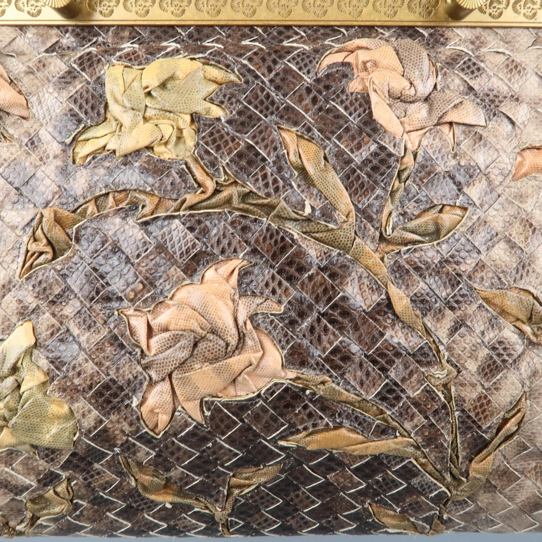 BOTTEGA VENETA Lavorazione Fatta a Aano Taupe Intrecciato Lizard Leather Handbag 3