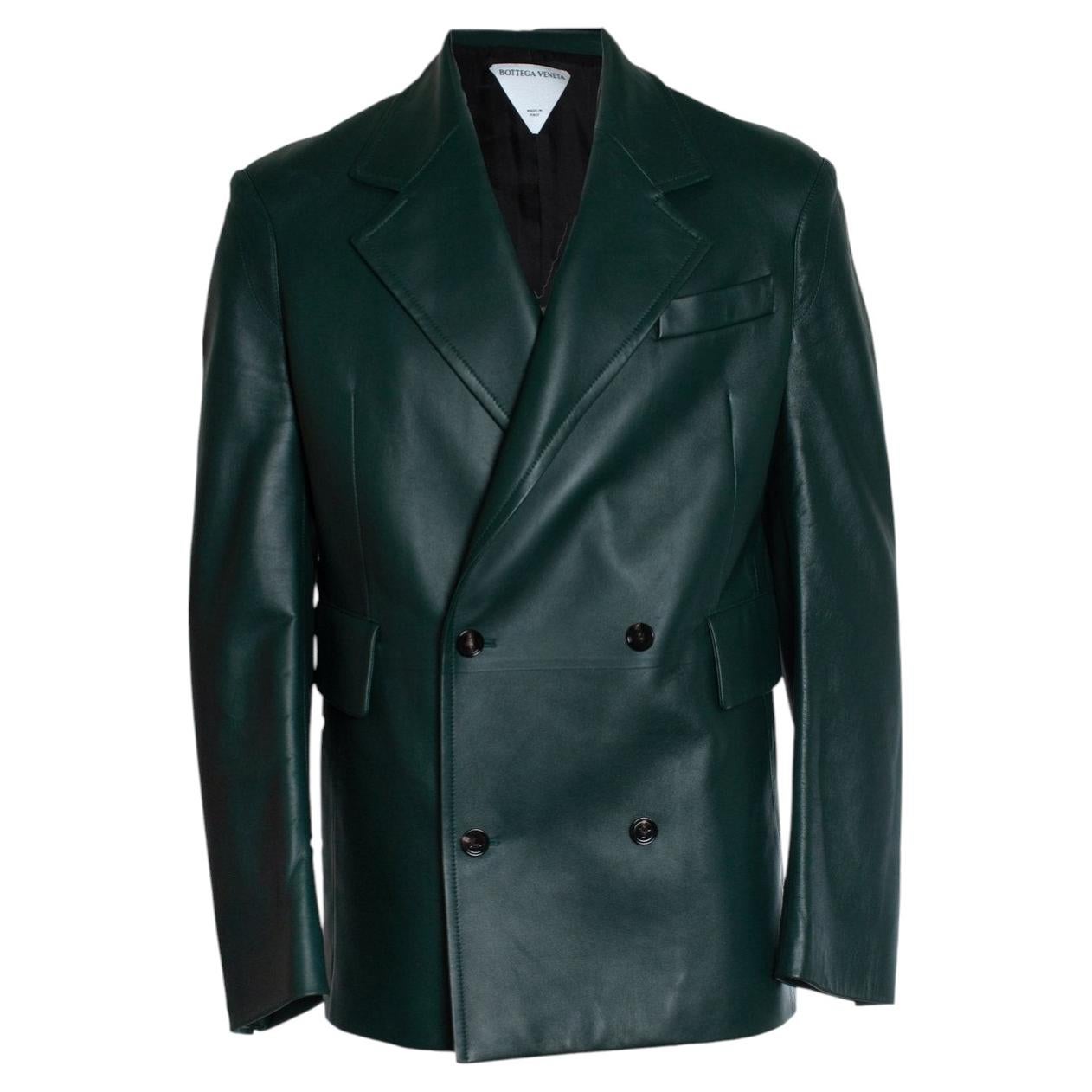 Bottega Veneta, leather blazer in green