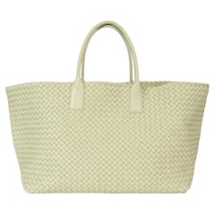 BOTTEGA VENETA Borsa in pelle Intrecciato giallo limone lavato LARGE CABAT