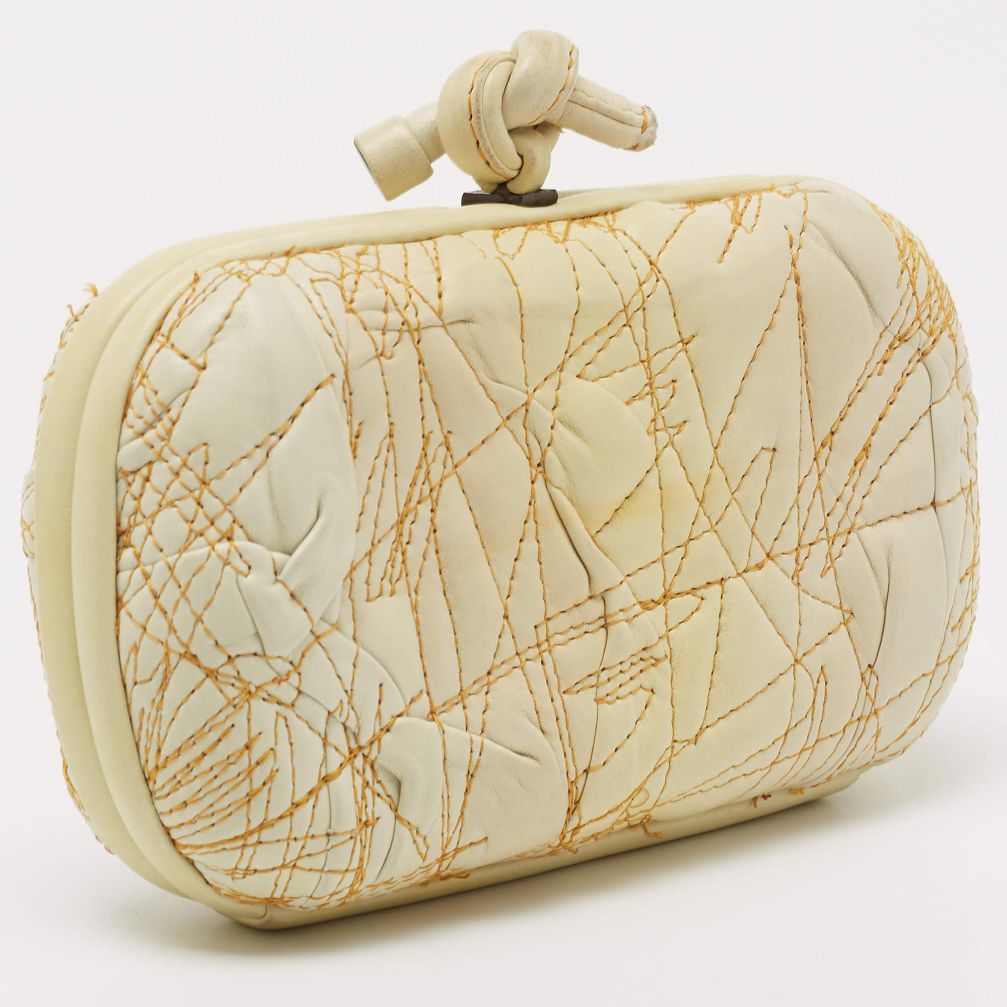 Bottega Veneta Lemon Yellow Leather Knot Clutch 1