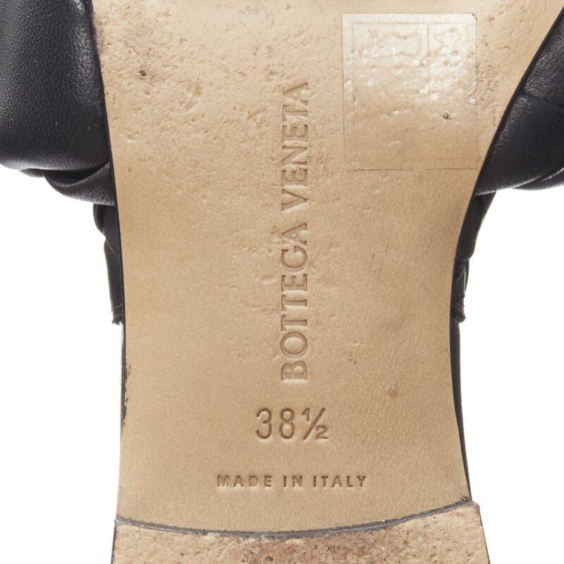 BOTTEGA VENETA Lido black padded Intrecciato woven square toe slides EU38.5 For Sale 6