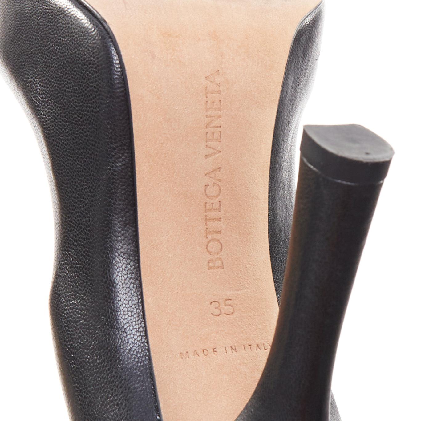 BOTTEGA VENETA Lido botines con plataforma de tacón en piel lisa negra EU35 en venta 5