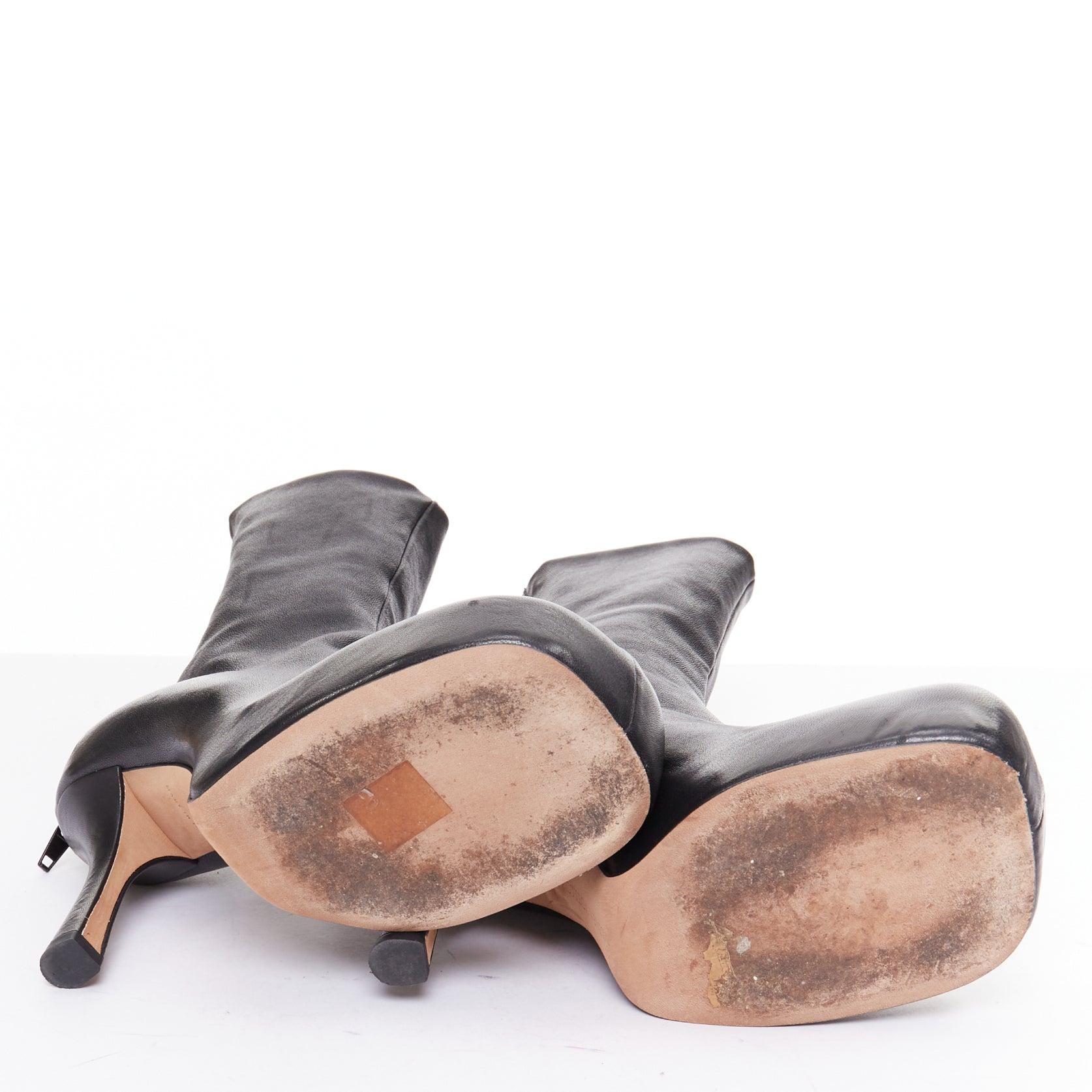 BOTTEGA VENETA Lido botines con plataforma de tacón en piel lisa negra EU35 en venta 6