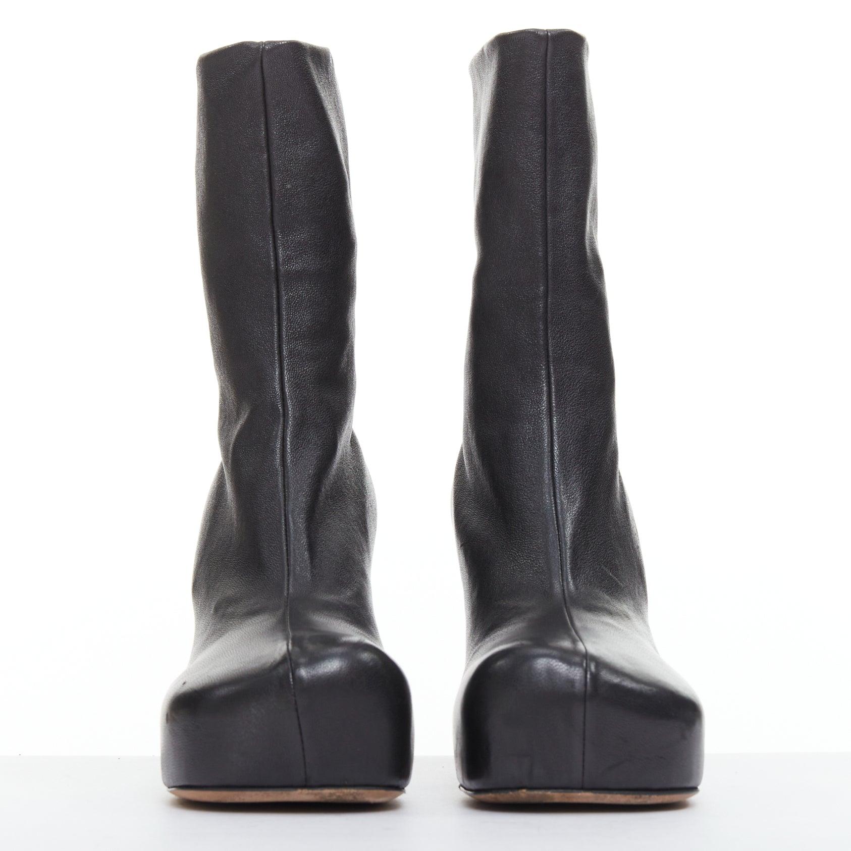BOTTEGA VENETA Lido botines con plataforma de tacón en piel lisa negra EU35 Negro en venta