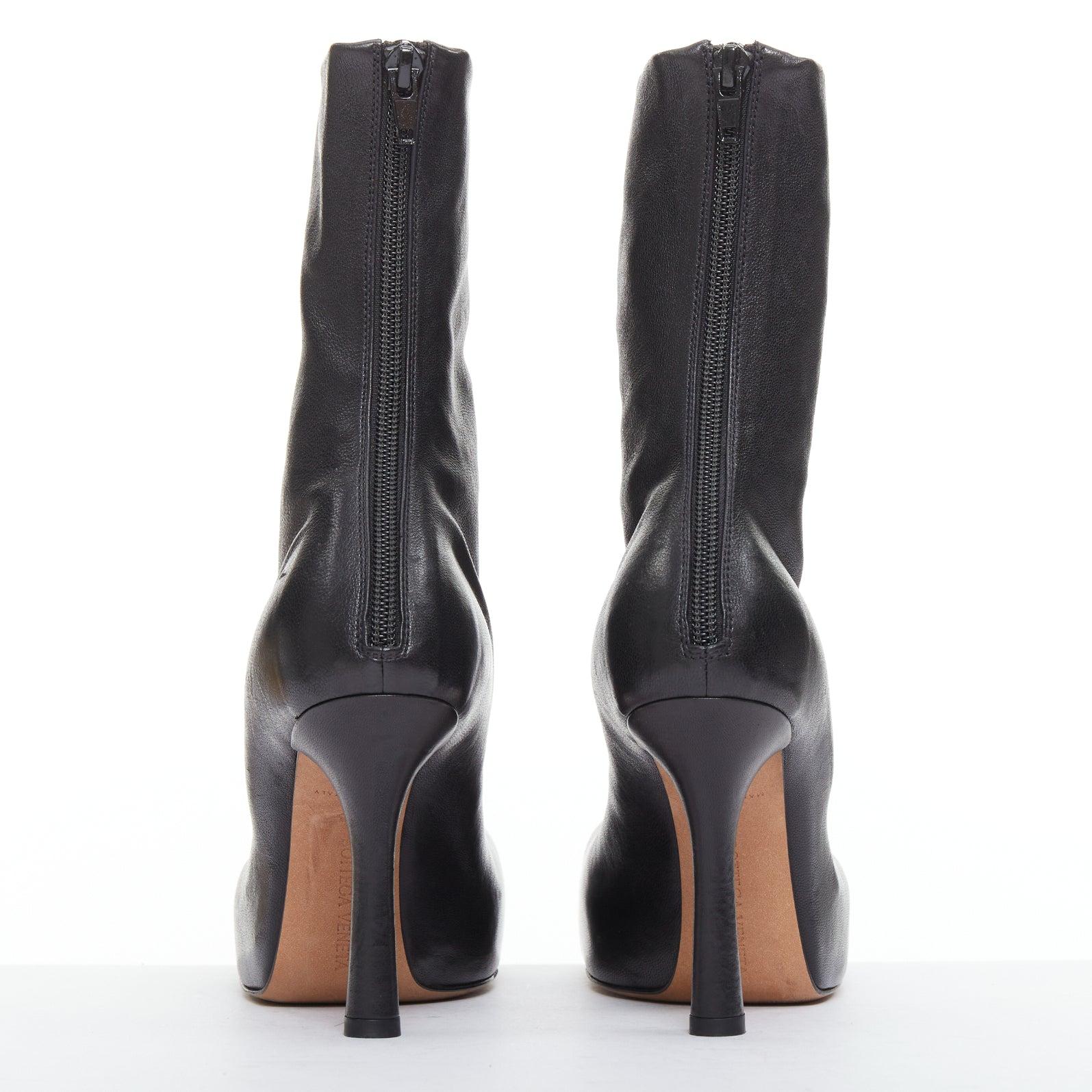 De las mujeres BOTTEGA VENETA Lido botines con plataforma de tacón en piel lisa negra EU35 en venta