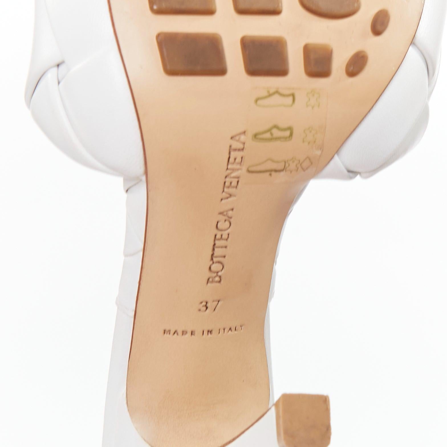 BOTTEGA VENETA Lido Blanc Optique maxi talons mules en agneau tressé EU37 en vente 5