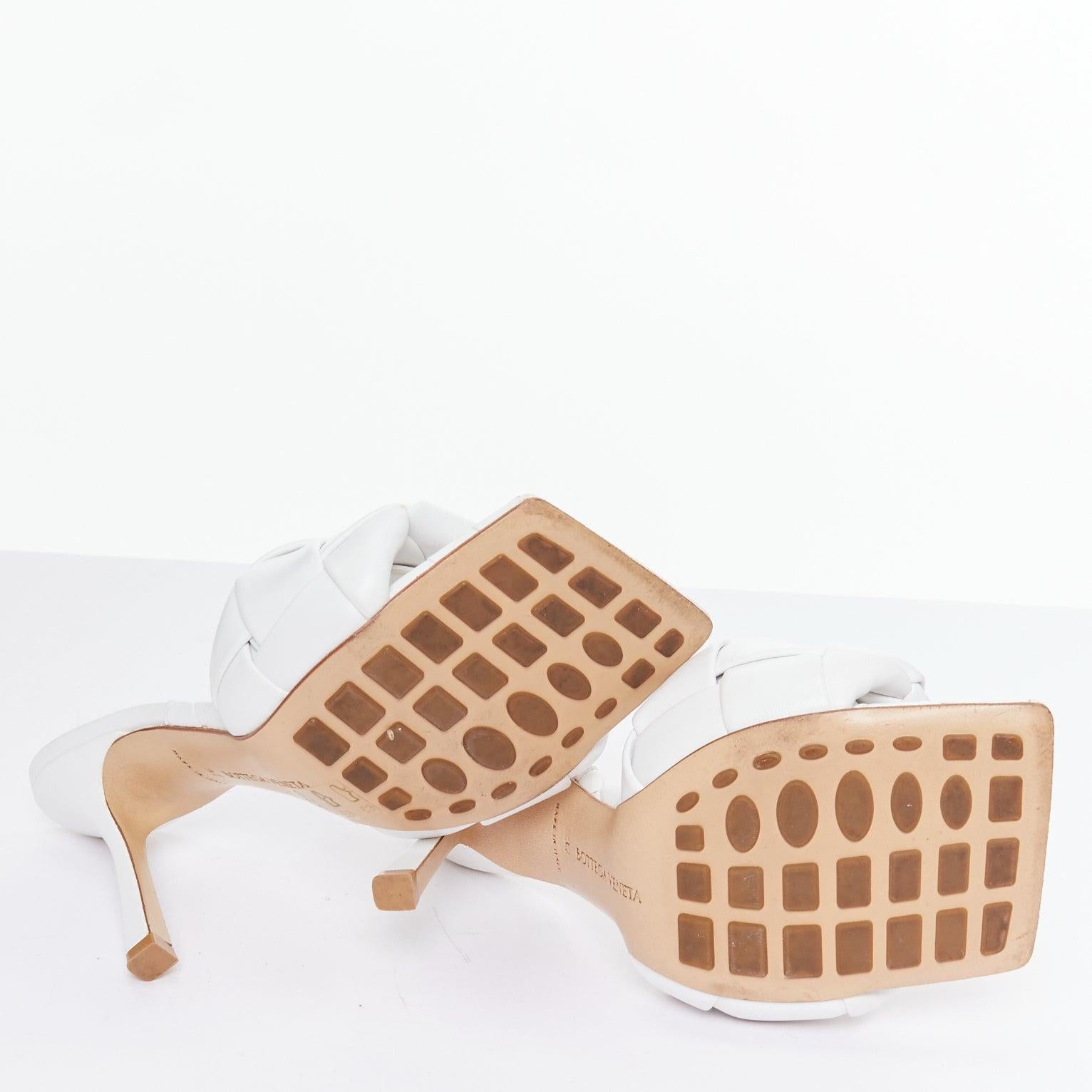 BOTTEGA VENETA Lido Blanc Optique maxi talons mules en agneau tressé EU37 en vente 6