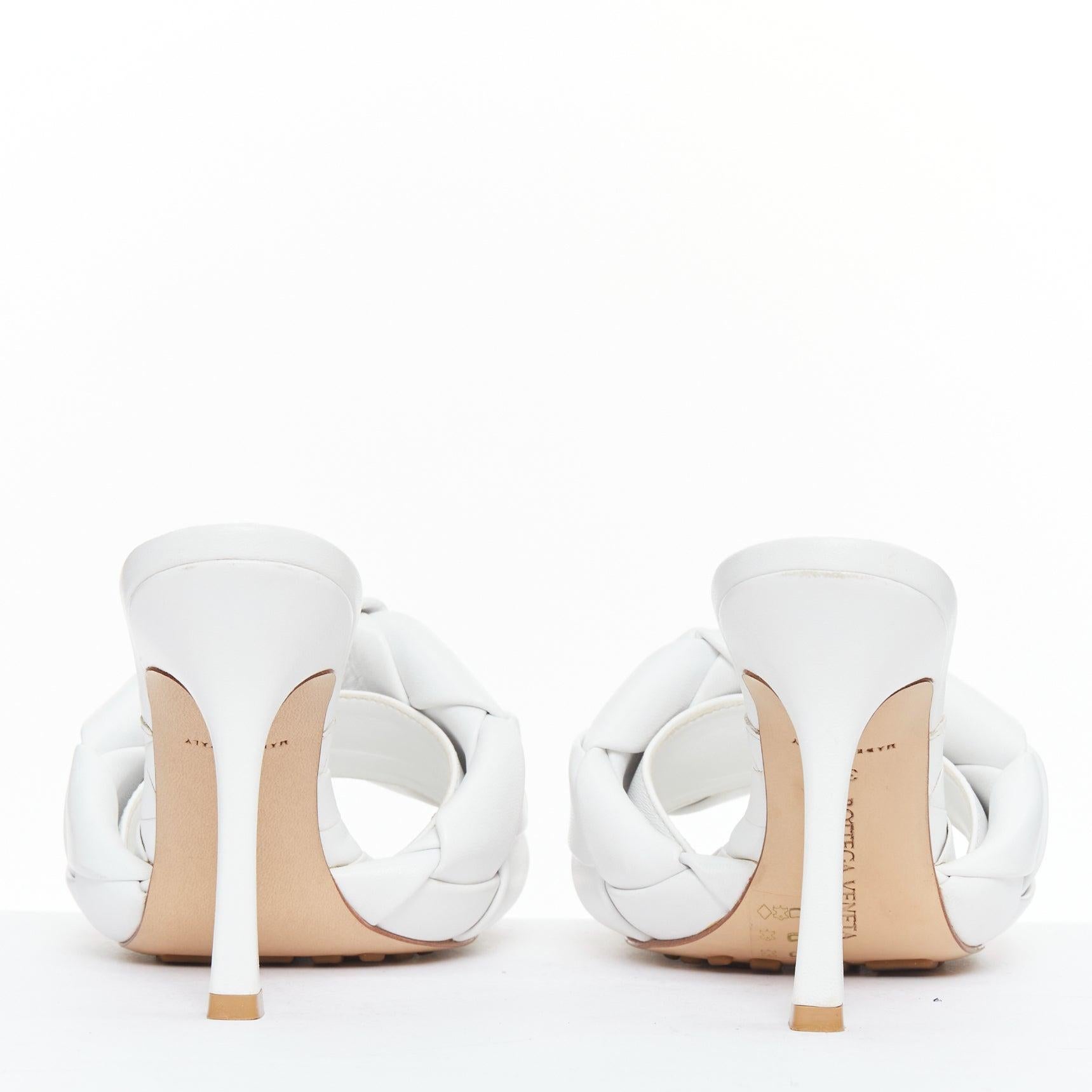 BOTTEGA VENETA Lido Blanc Optique maxi talons mules en agneau tressé EU37 Pour femmes en vente