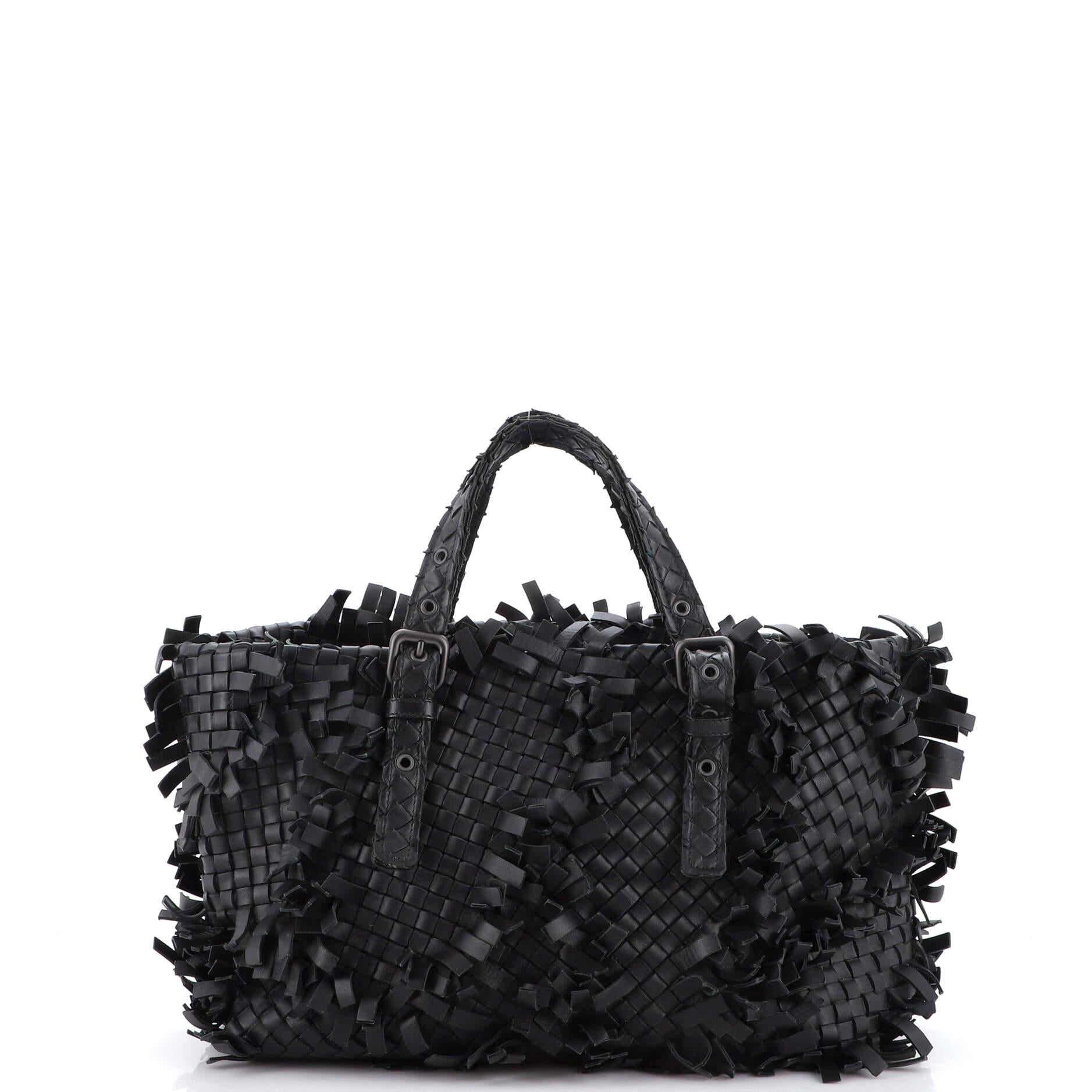 Bottega Veneta Lido Patchwork Tote Fringe Intrecciato Nappa Large In Good Condition In NY, NY