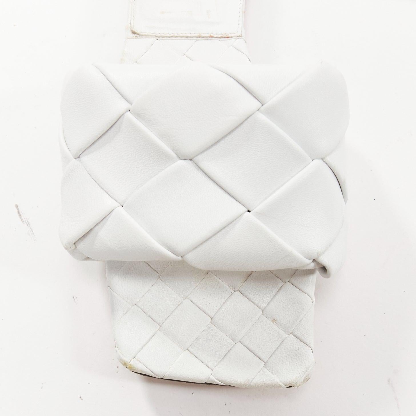 BOTTEGA VENETA Lido white intrecciato woven leather square toe slippers EU37 1