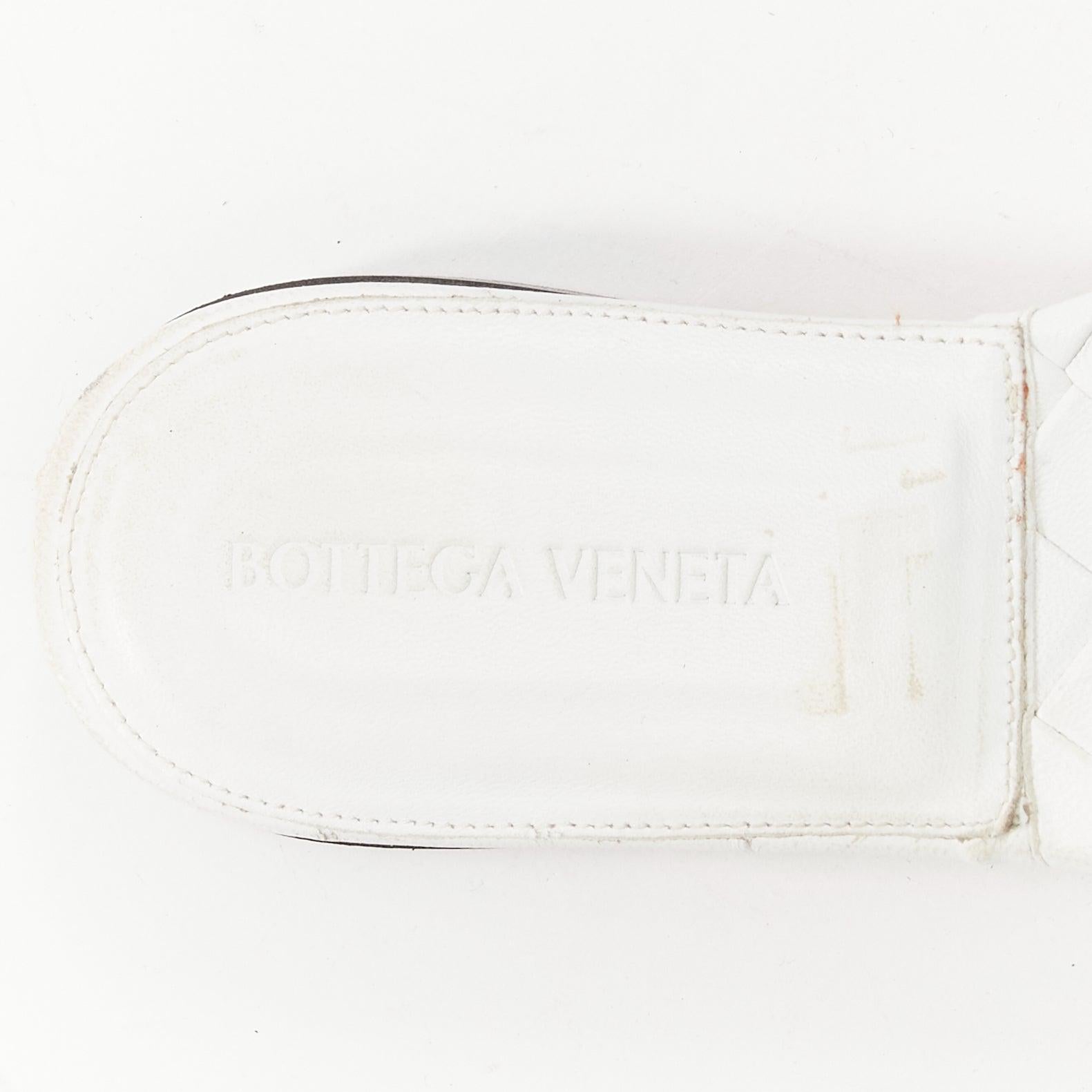 BOTTEGA VENETA Lido white intrecciato woven leather square toe slippers EU37 For Sale 5