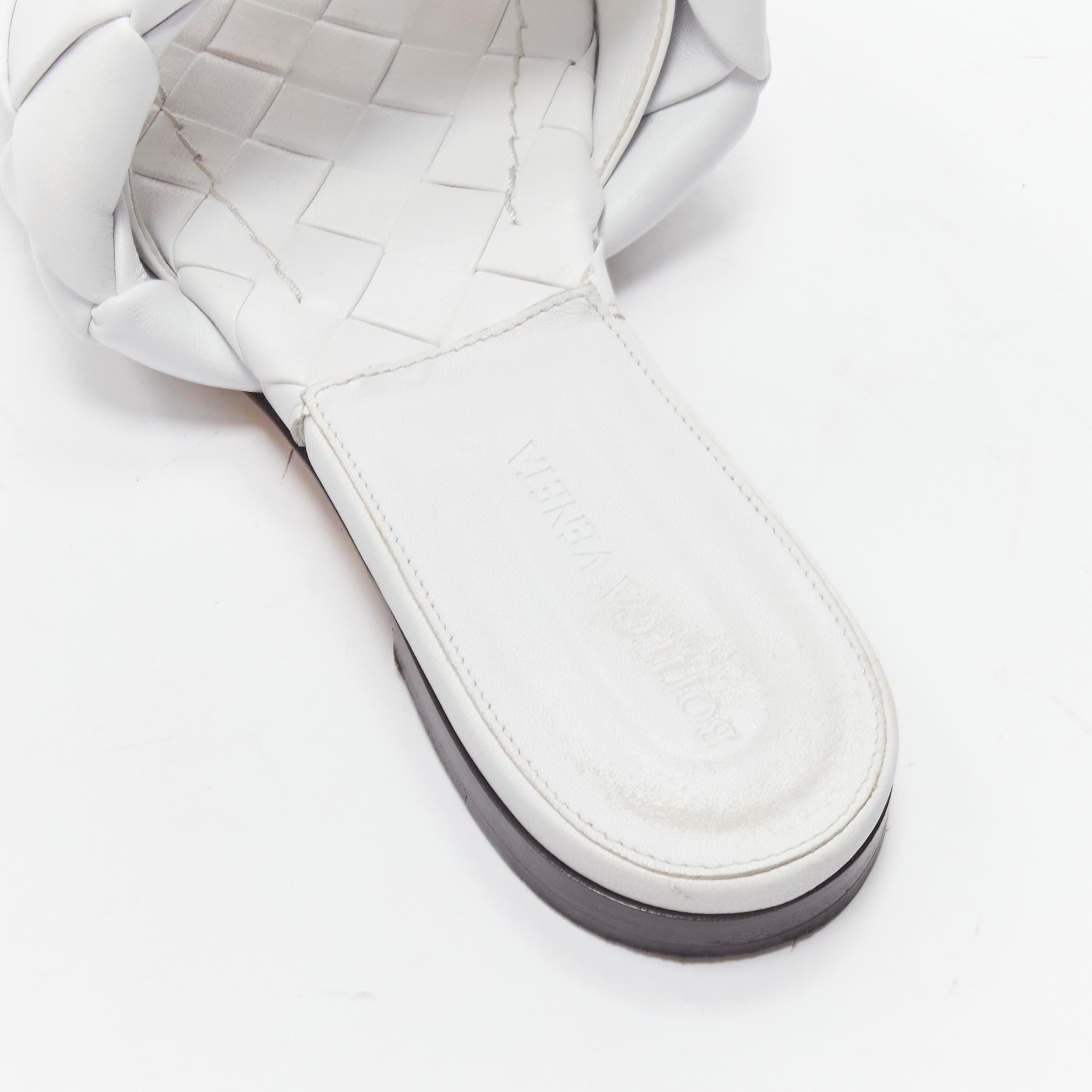 BOTTEGA VENETA Lido white maxi intrecciato woven leather flat sandals EU37 5