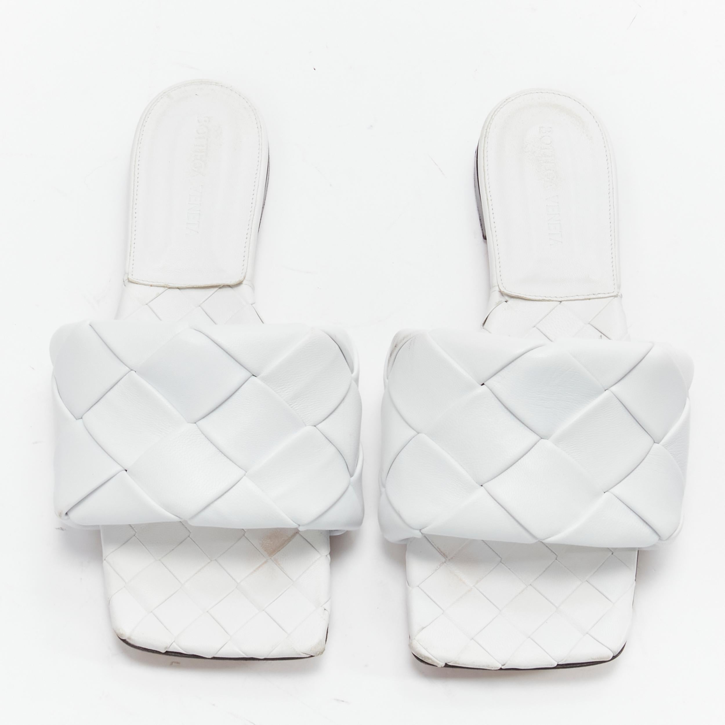 BOTTEGA VENETA Lido white maxi intrecciato woven leather flat sandals EU37 7