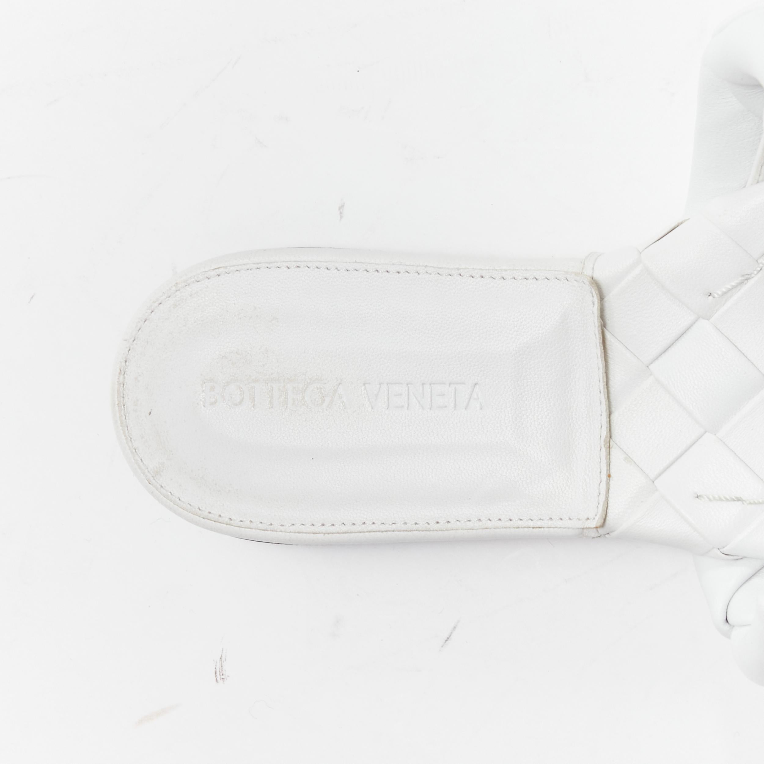 BOTTEGA VENETA Lido white maxi intrecciato woven leather flat sandals EU37 3