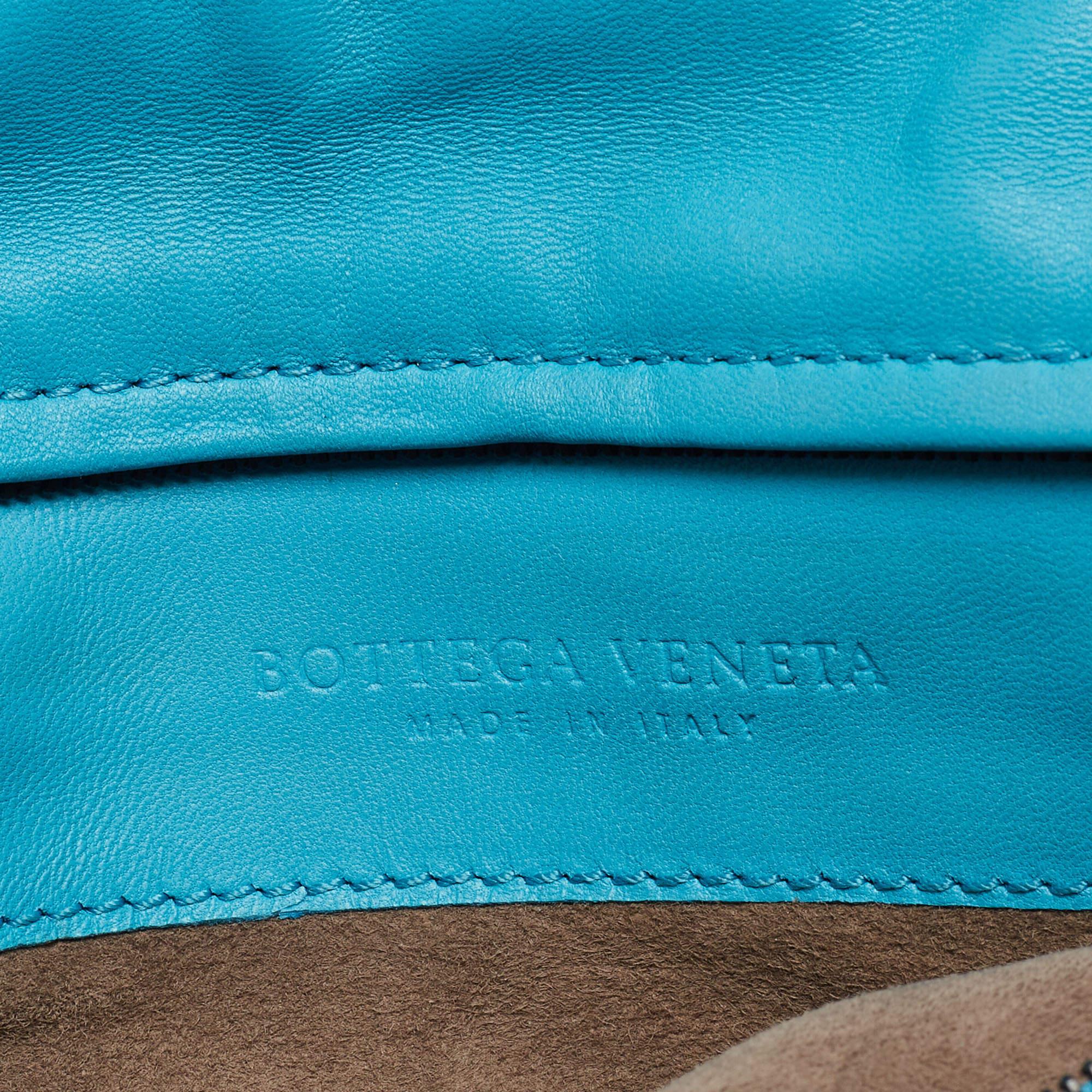 Bottega Veneta Light Blue Intrecciato Leather and Watersnake Twist Lock Flap  3
