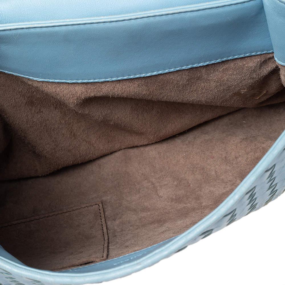 Bottega Veneta Light Blue Intrecciato Leather Medium Olimpia Shoulder Bag For Sale 7