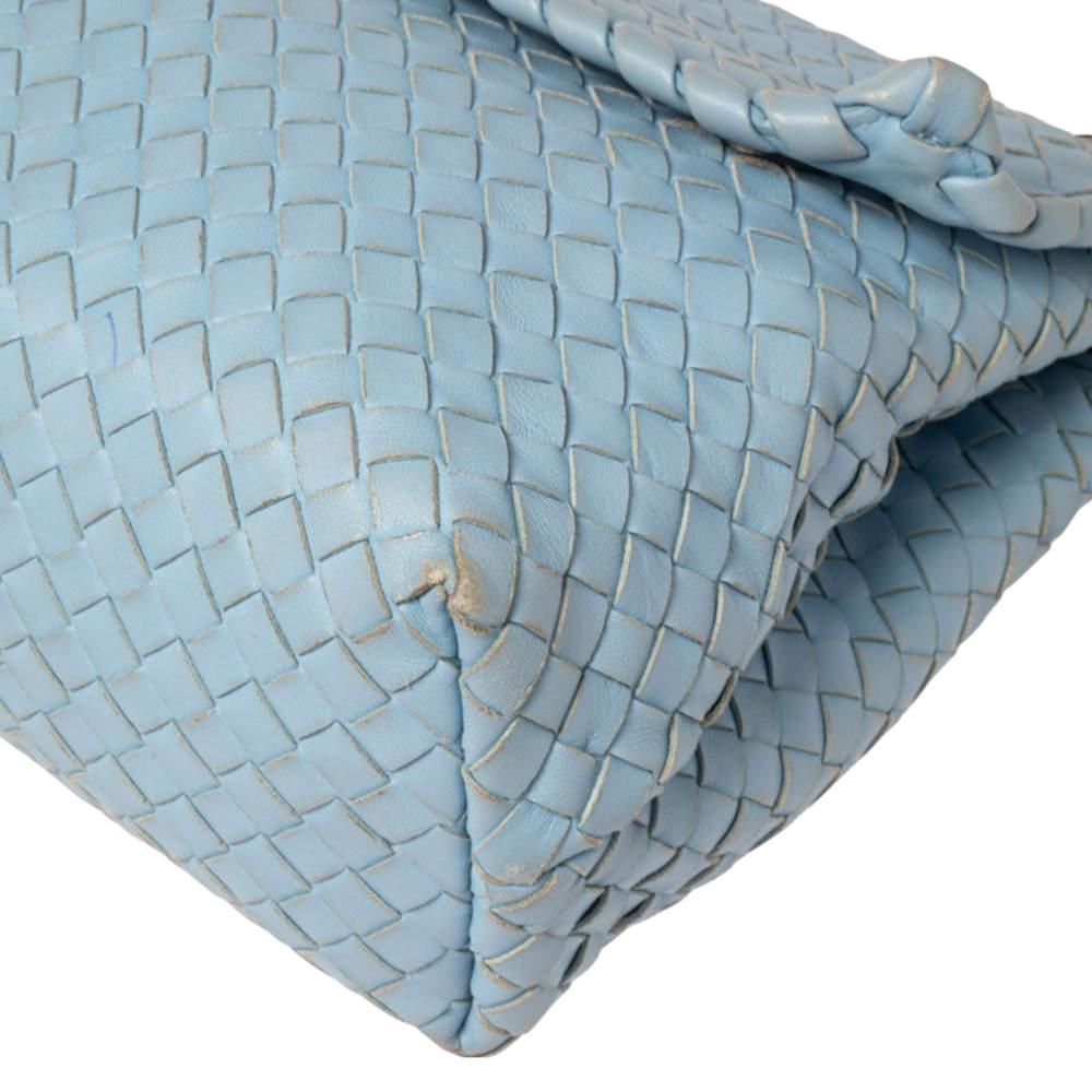 Bottega Veneta Light Blue Intrecciato Leather Medium Olimpia Shoulder Bag For Sale 3