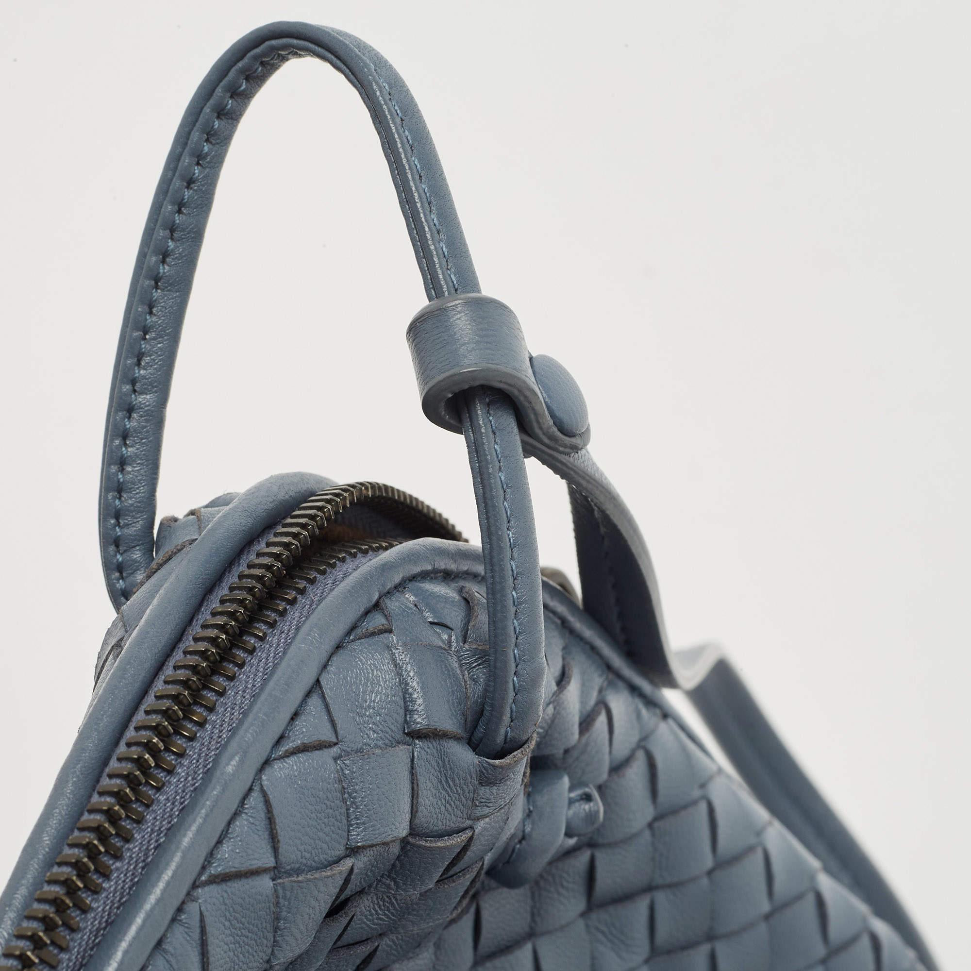Bottega Veneta Light Blue Intrecciato Leather Nodini Crossbody Bag 8
