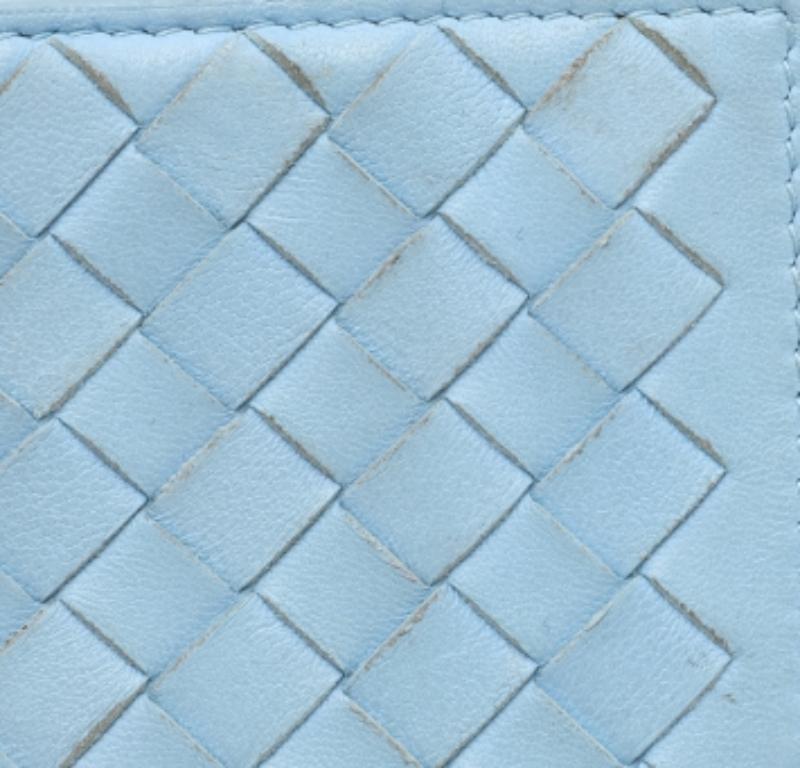 Bottega Veneta Light Blue Intrecciato Leather Wallet For Sale 1
