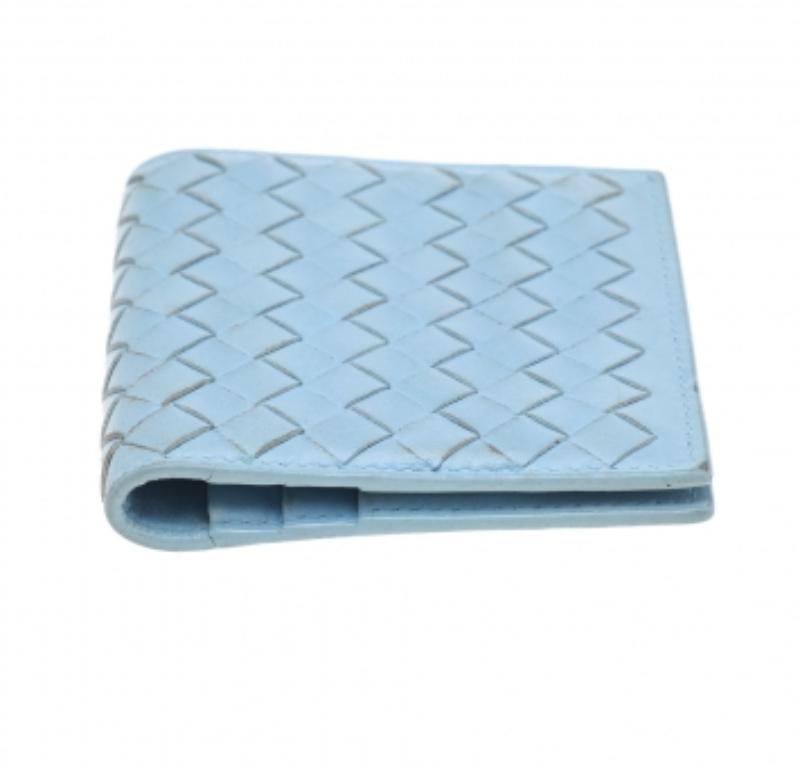Bottega Veneta Light Blue Intrecciato Leather Wallet For Sale 3