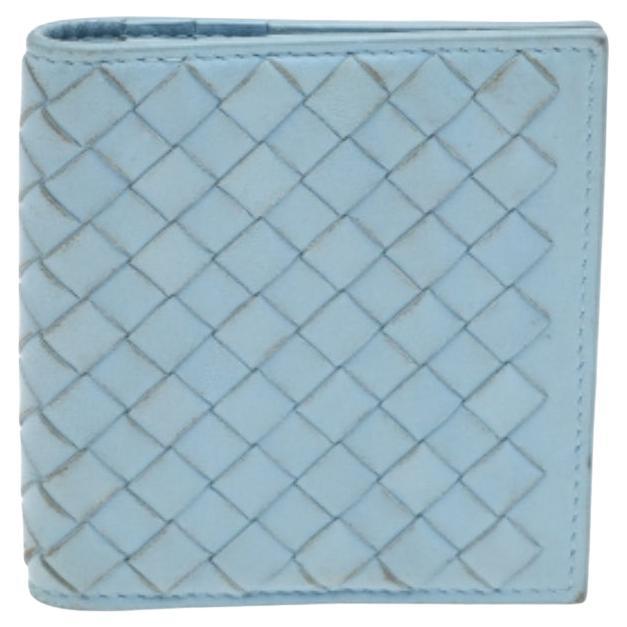 Bottega Veneta Light Blue Intrecciato Leather Wallet For Sale