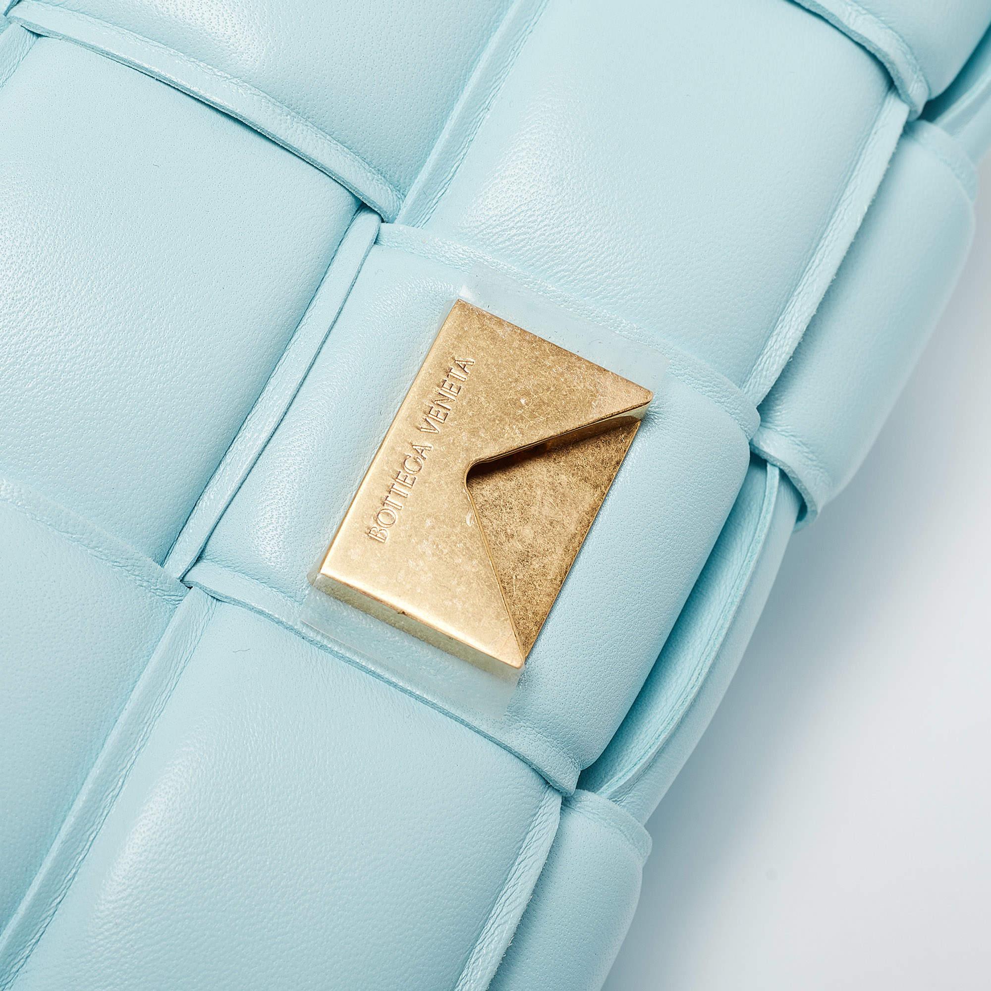 Bottega Veneta Light Blue Padded Leather Cassette Shoulder Bag For Sale 1