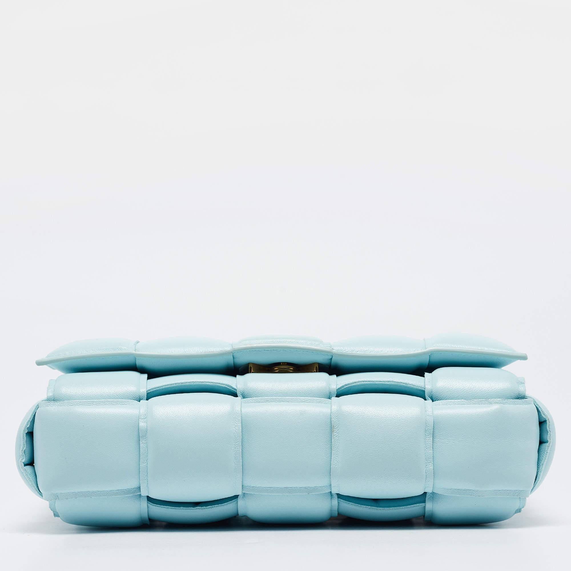 Bottega Veneta Light Blue Padded Leather Cassette Shoulder Bag For Sale 3