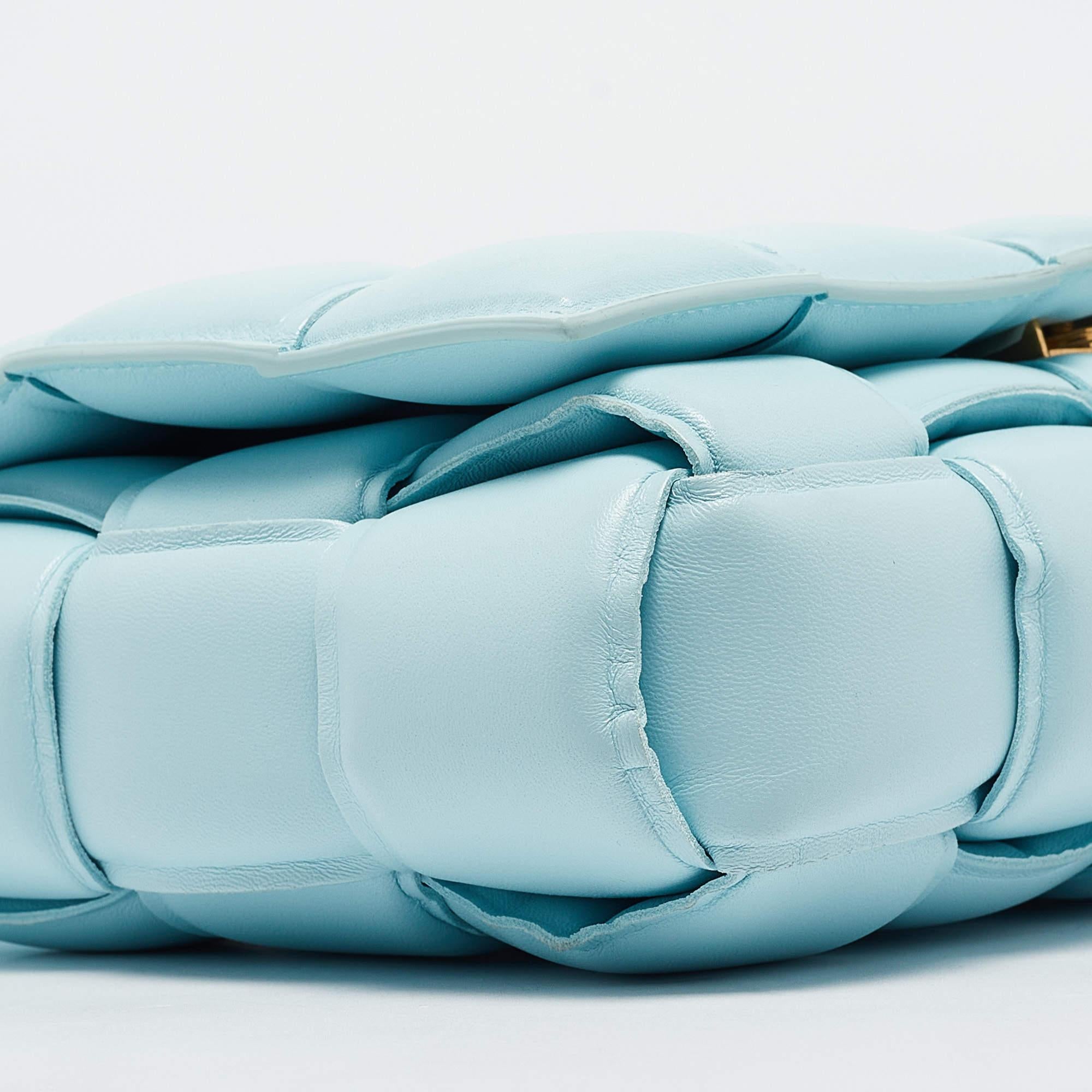 Bottega Veneta Light Blue Padded Leather Cassette Shoulder Bag For Sale 5