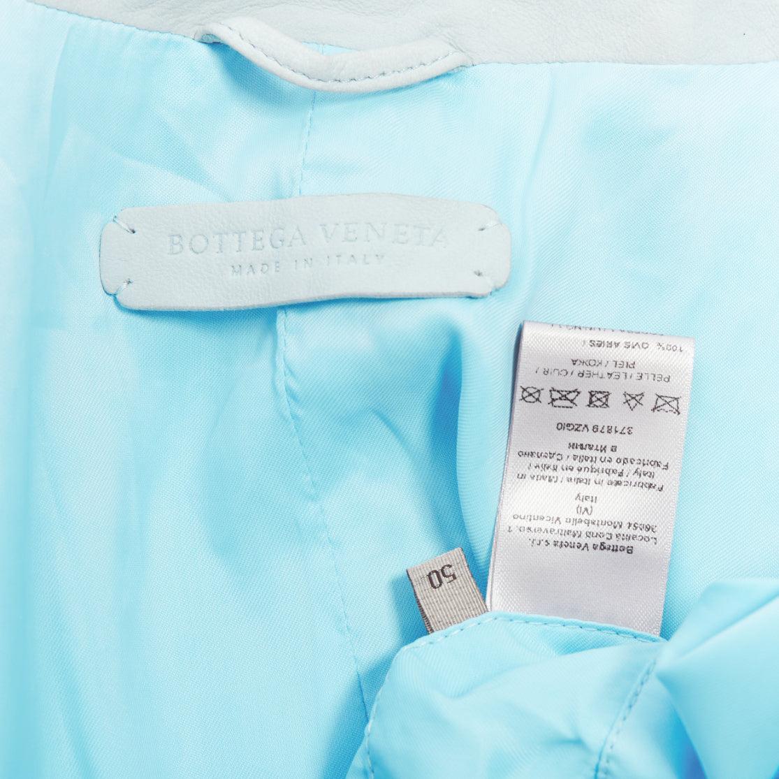 BOTTEGA VENETA light blue soft leather off centre biker jacket IT50 L For Sale 4