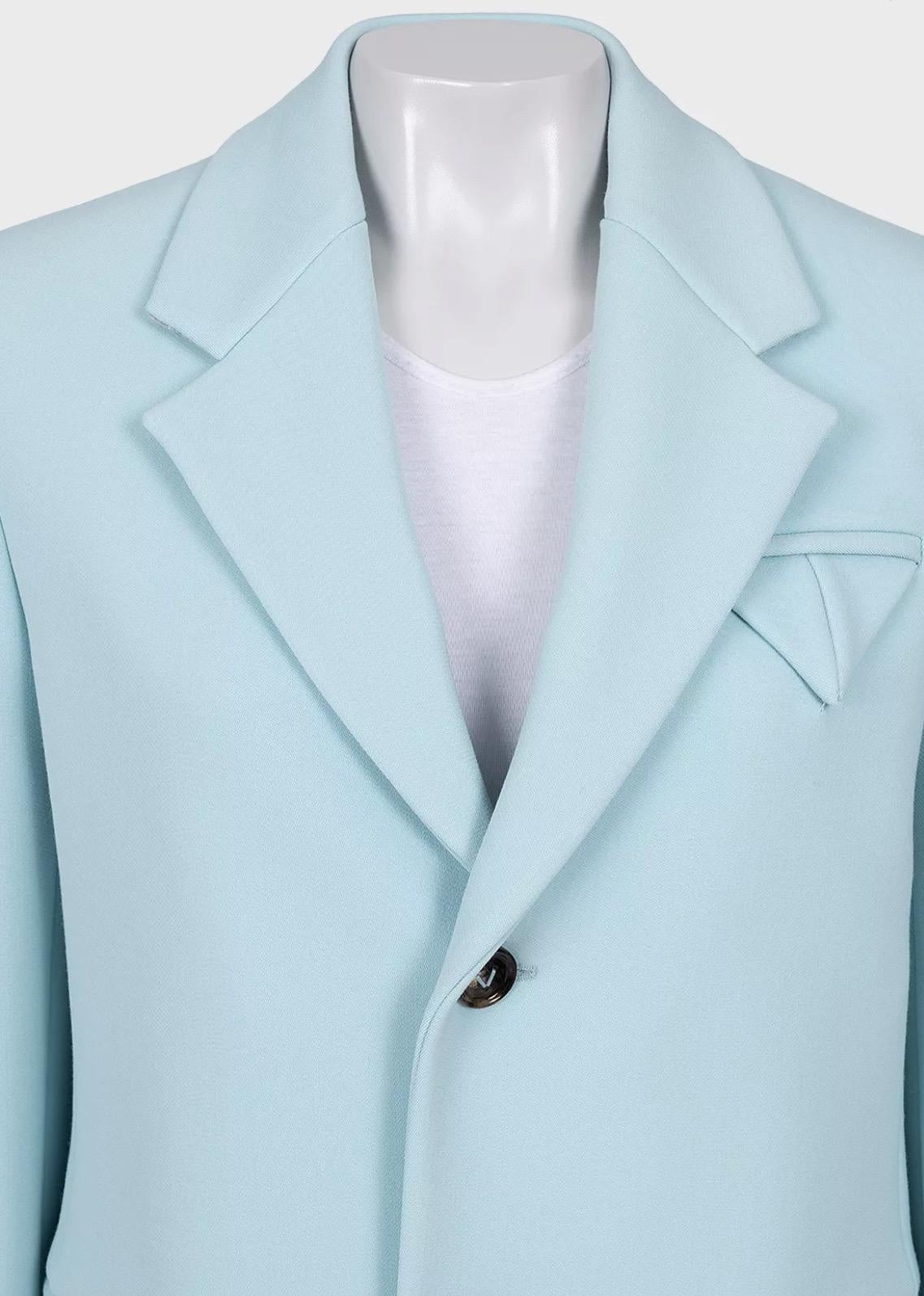 Bleu Bottega Veneta Manteau en laine mélangée bleu clair - Taille 36/XXS en vente