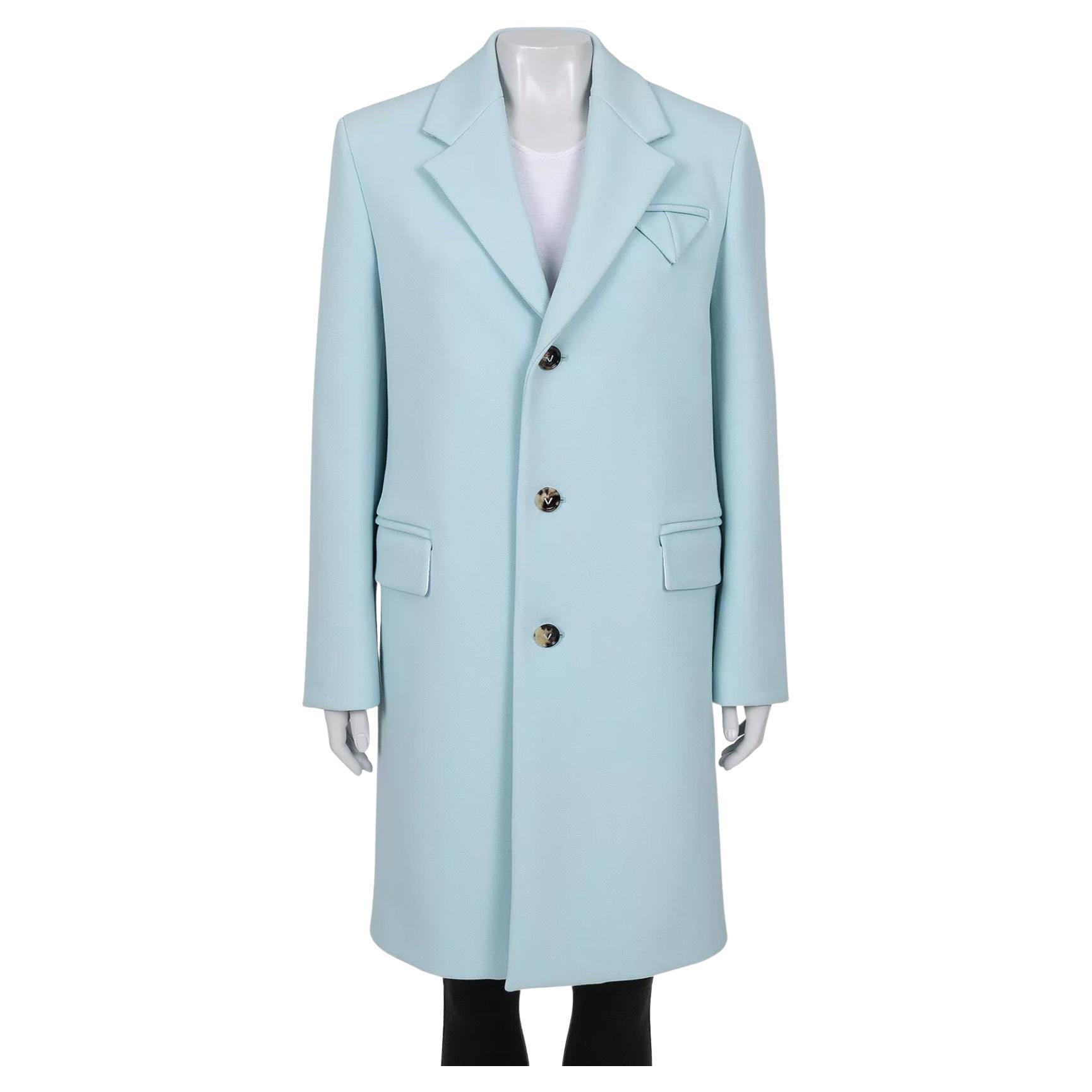 Bottega Veneta Hellblauer Mantel aus Wollmischung - Größe 36/XXS
