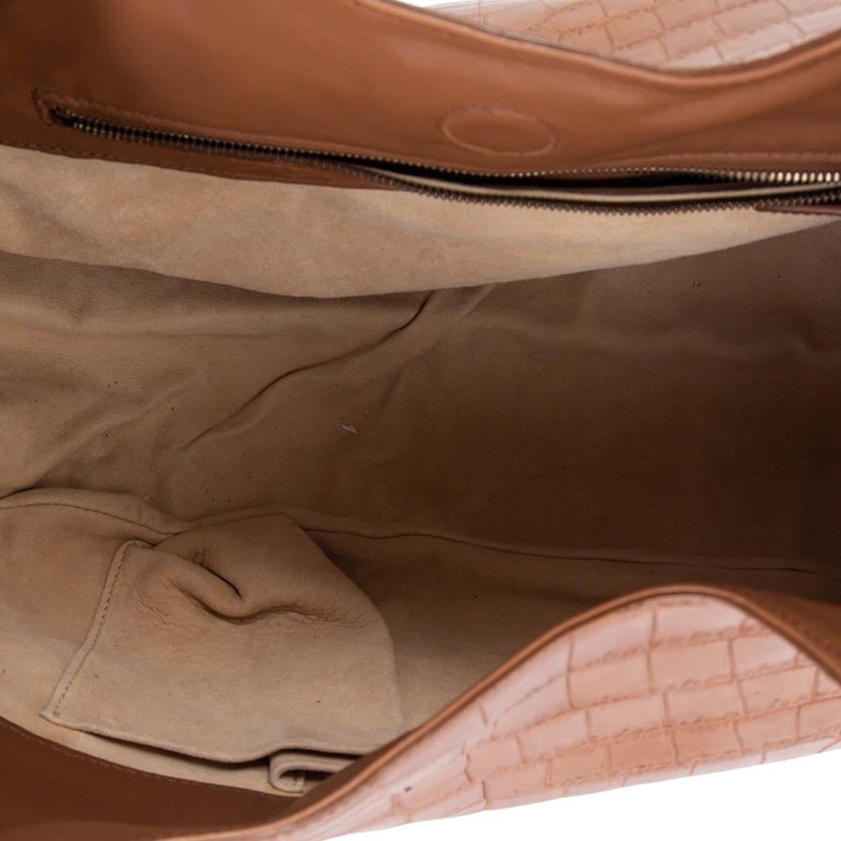 Women's BOTTEGA VENETA light brown CROCODILE CAMPANA MEDIUM HOBO Bag For Sale