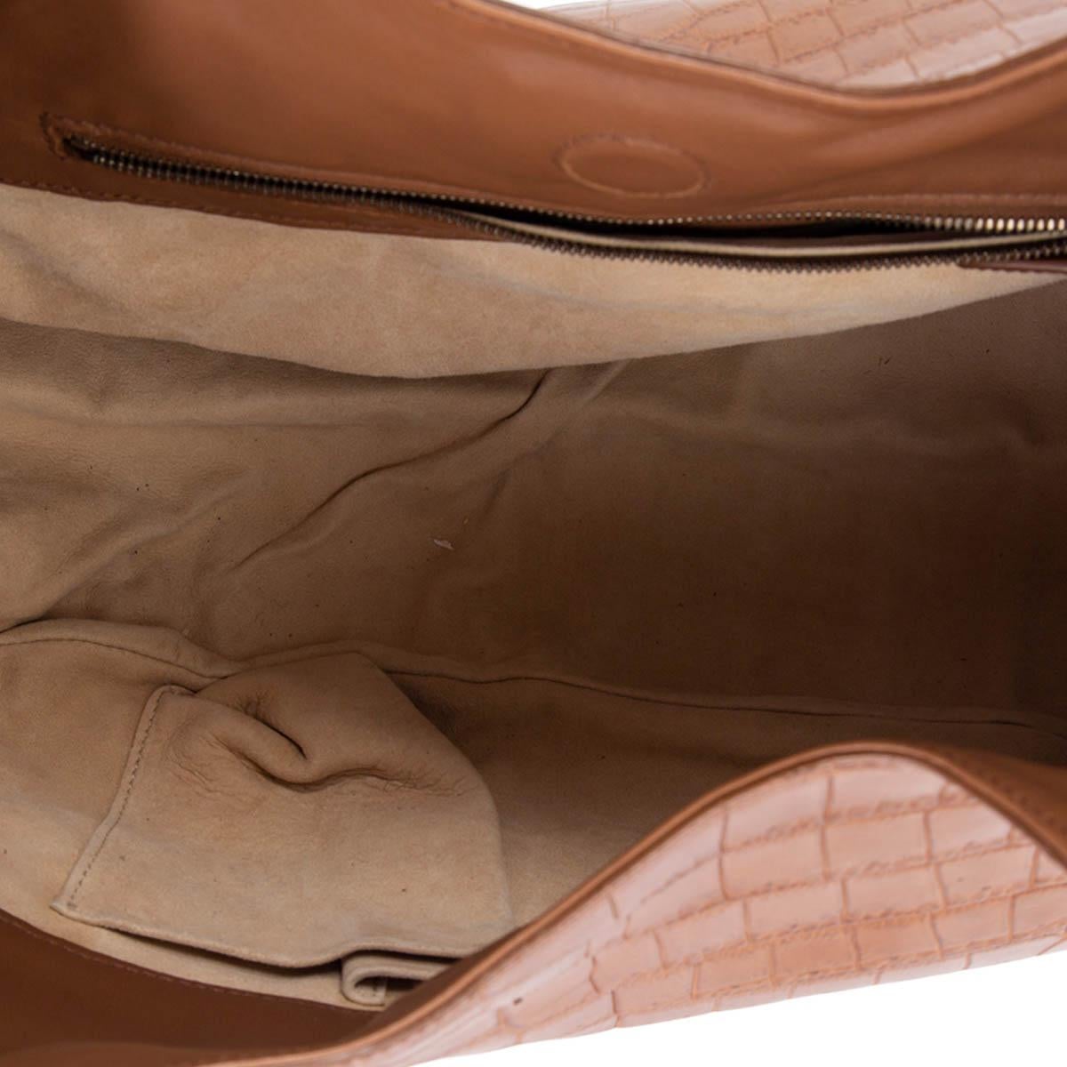 Women's BOTTEGA VENETA light brown CROCODILE CAMPANA MEDIUM HOBO Bag
