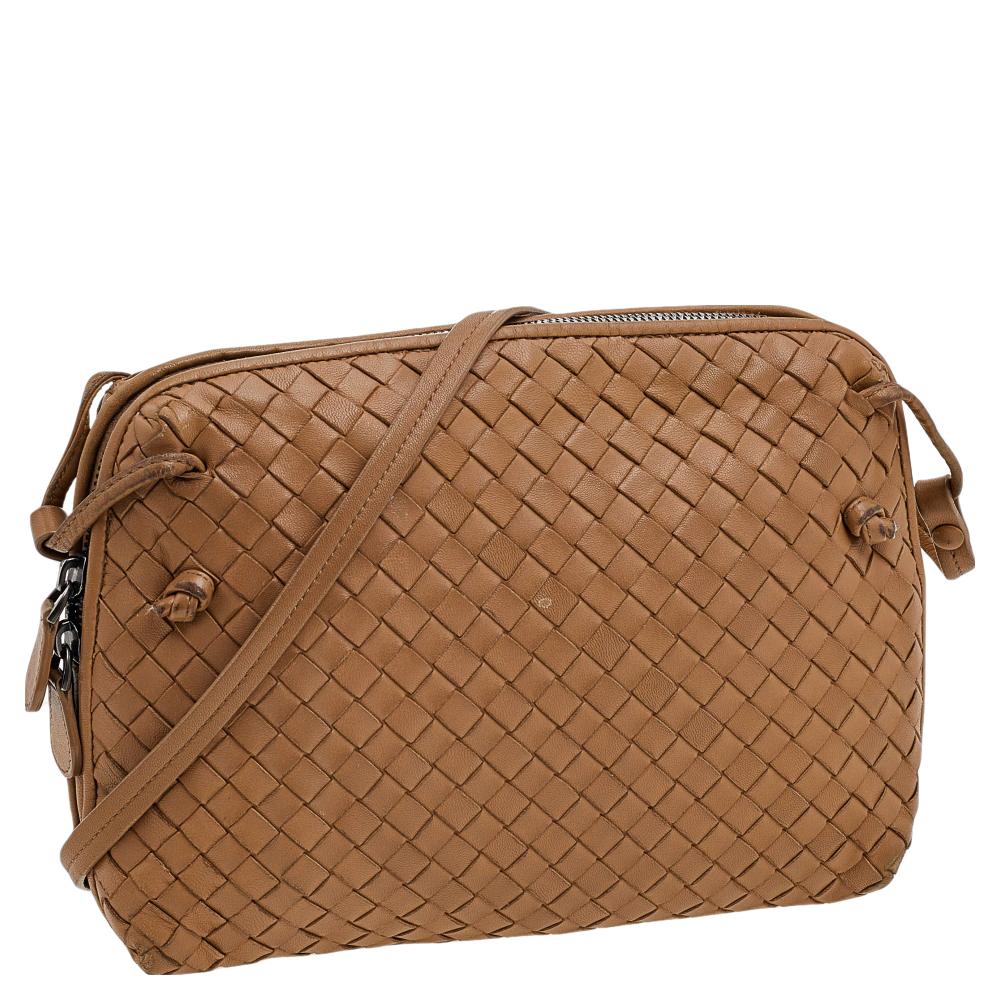 Women's Bottega Veneta Light Brown Intrecciato Leather Shoulder Bag