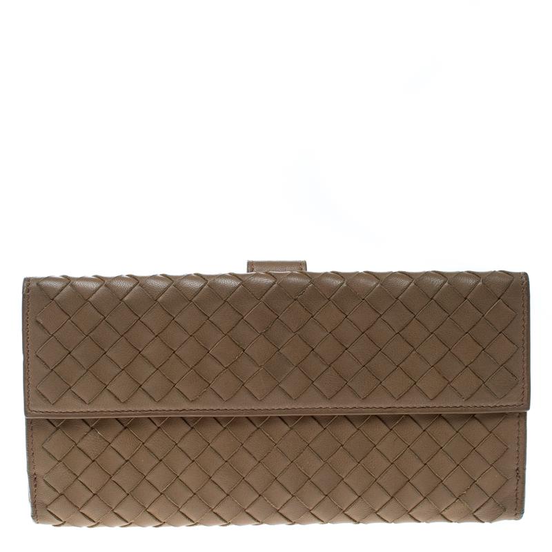 Bottega Veneta Light Brown Intrecciato Leather Wallet