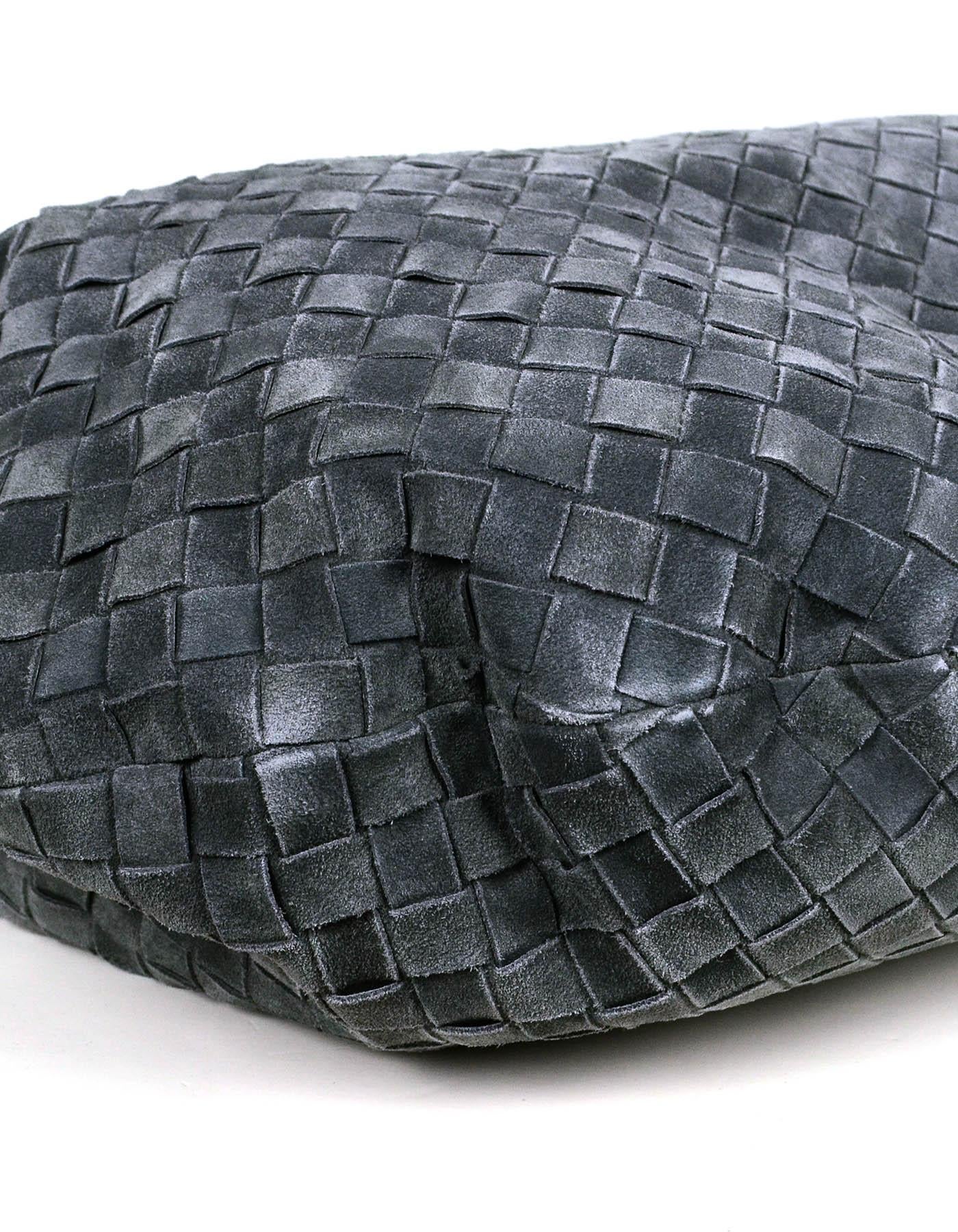 Black Bottega Veneta Light Graphite Grey Intrecciato 15 Leather Medium Jodie Hobo Bag