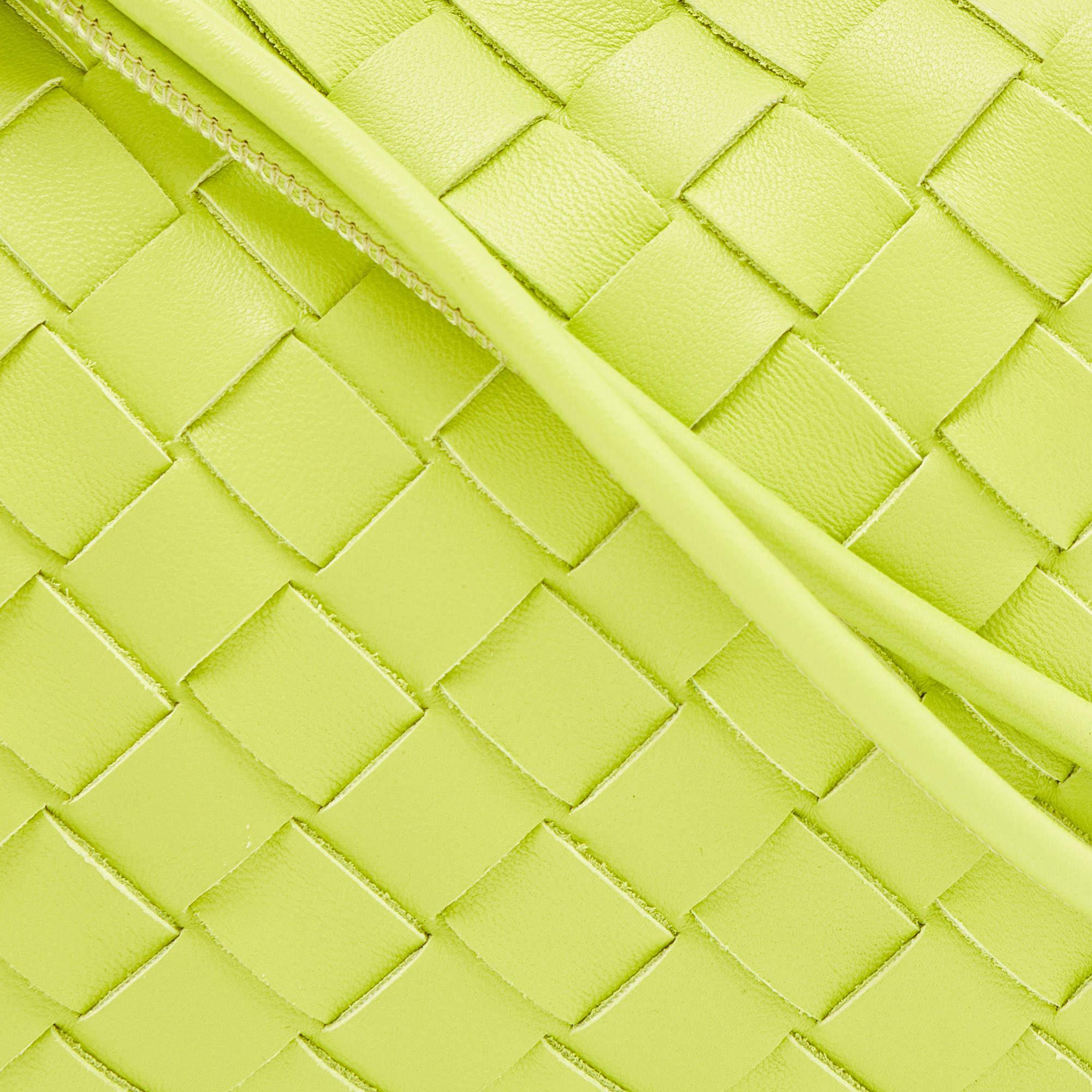 Yellow Bottega Veneta Light Green Intrecciato Leather Mini Loop Camera Crossbody Bag