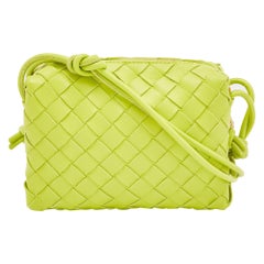 Bottega Veneta Light Green Intrecciato Leather Mini Loop Camera Crossbody Bag