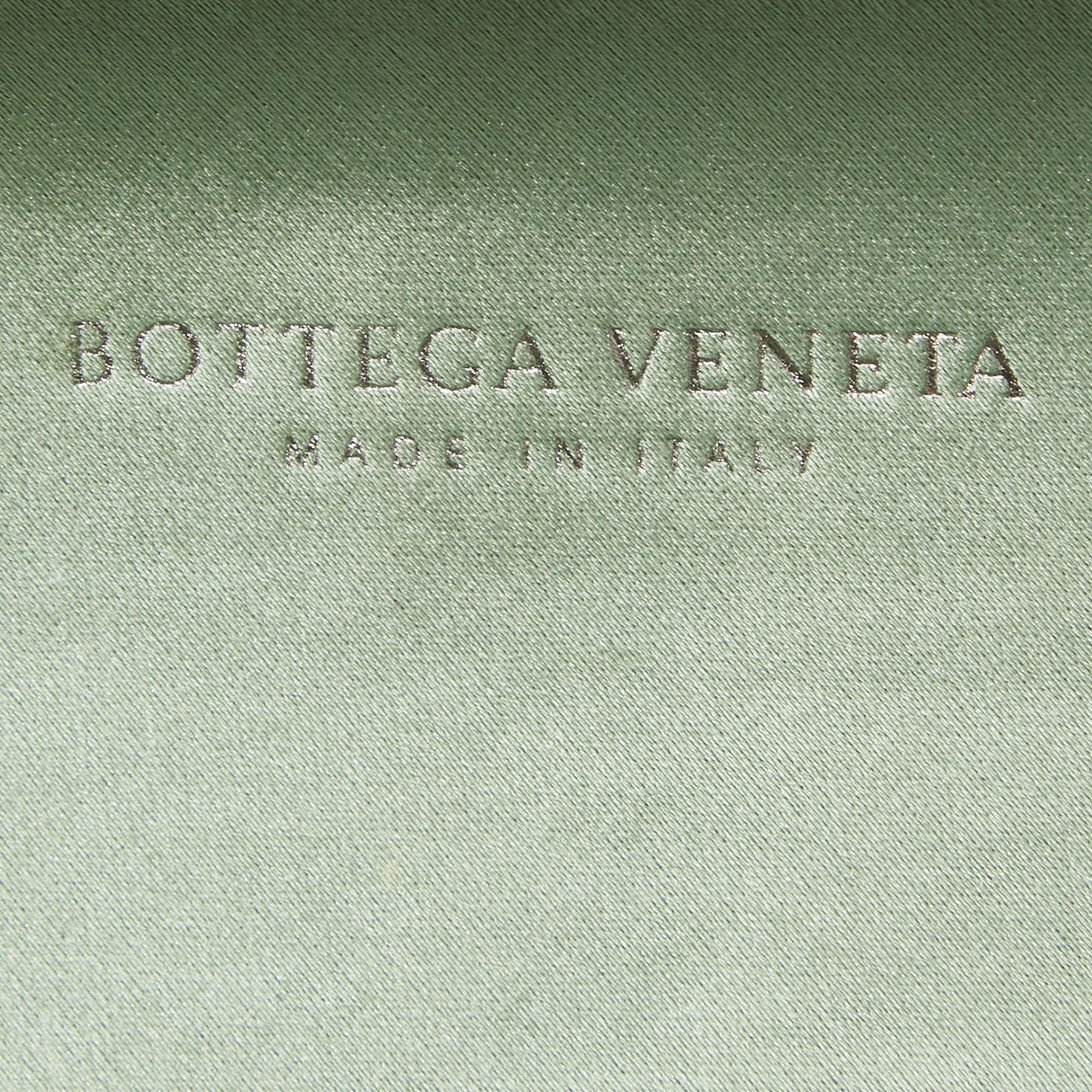 Bottega Veneta Light Green Intrecciato Satin and Watersnake Leather Knot Long Cl 4