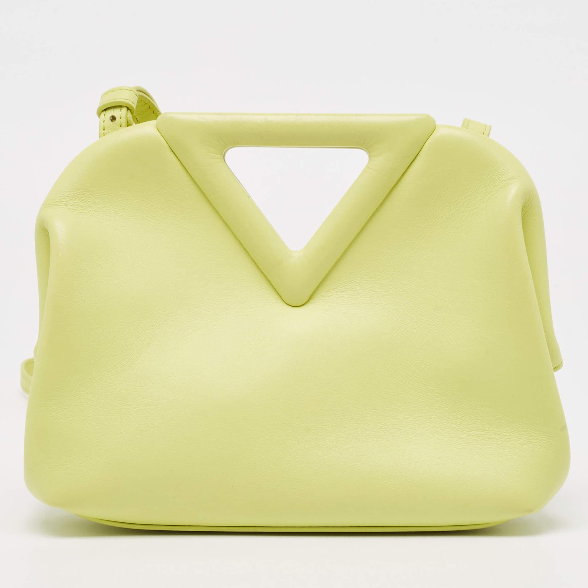 Women's Bottega Veneta Light Green Leather Small Point Shoulder Bag