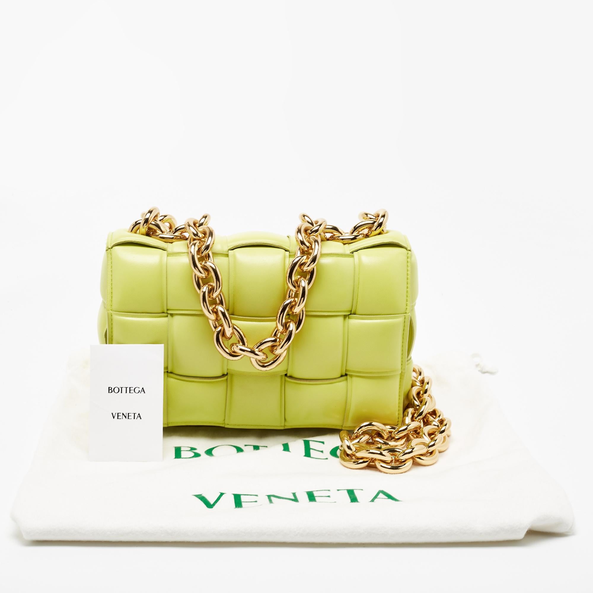 Bottega Veneta Light Green Padded Leather Chain Cassette Shoulder Bag 9