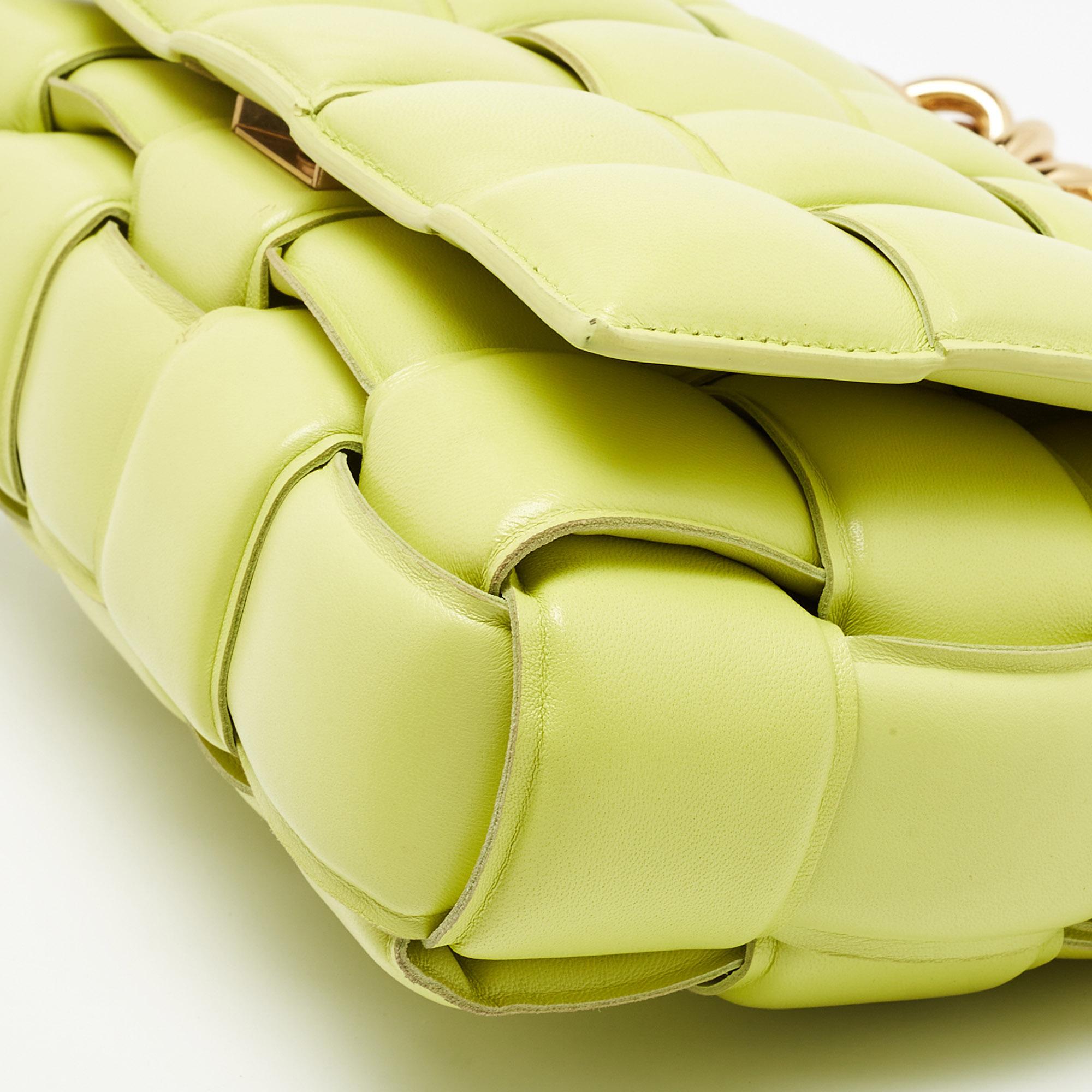Women's Bottega Veneta Light Green Padded Leather Chain Cassette Shoulder Bag