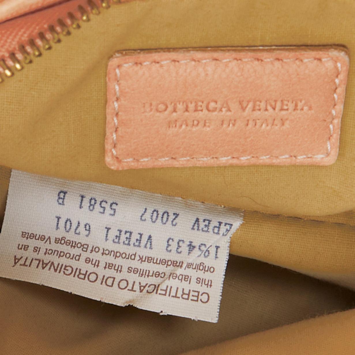 BOTTEGA VENETA light nude intrecciato leather woven zip pouch 4